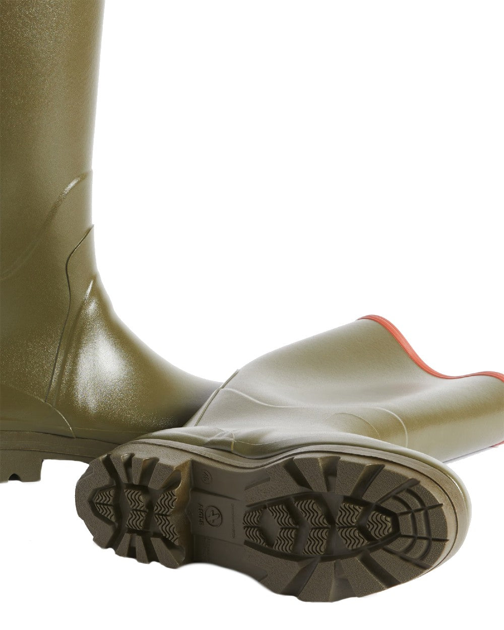 Khaki coloured Aigle Chambord Pro 2 Wellington Boots on white background #colour_khaki