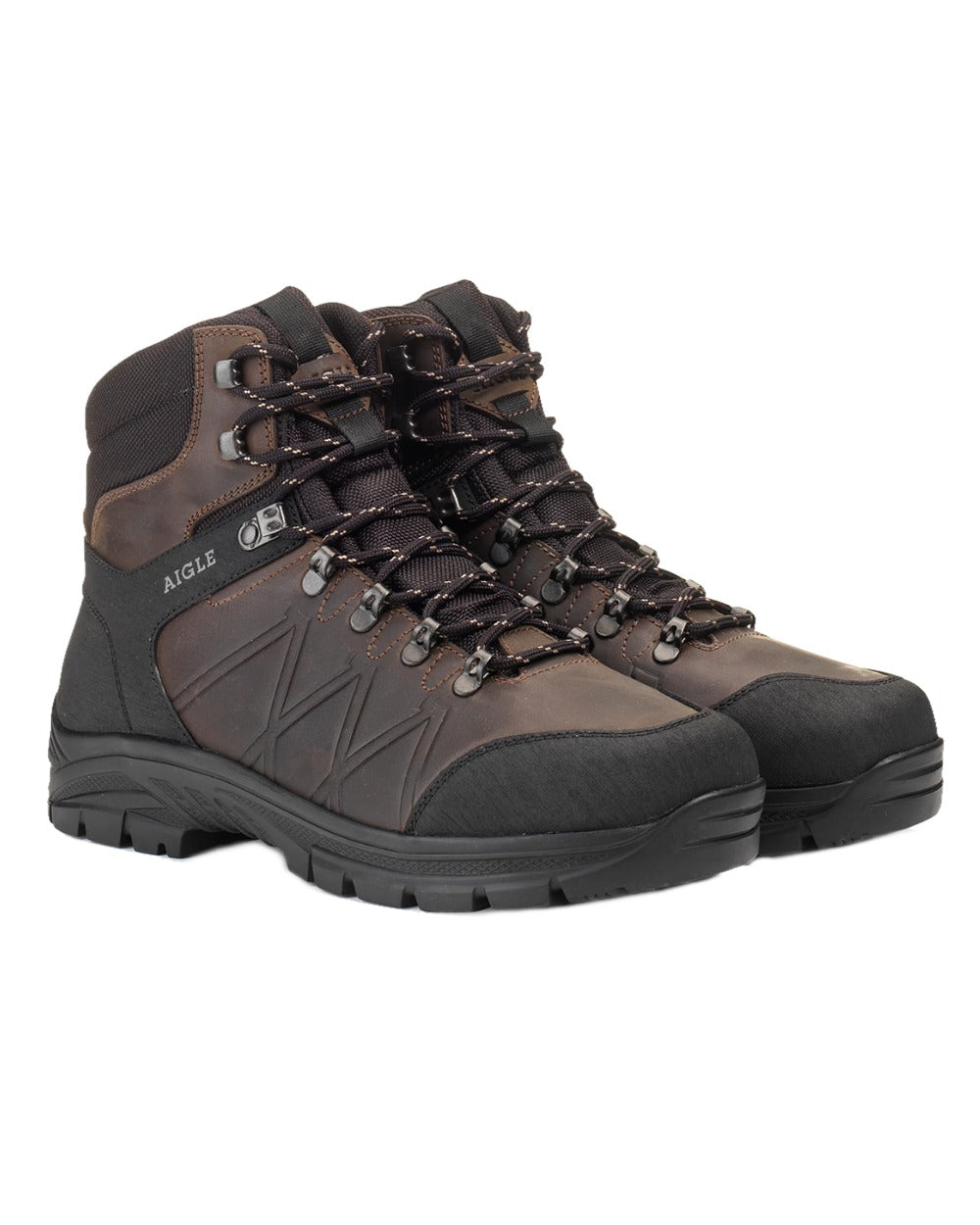 Dark Brown coloured Aigle Klippe Leather Boots on white background #colour_dark-brown