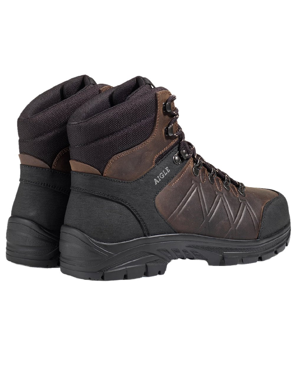 Dark Brown coloured Aigle Klippe Leather Boots on white background #colour_dark-brown