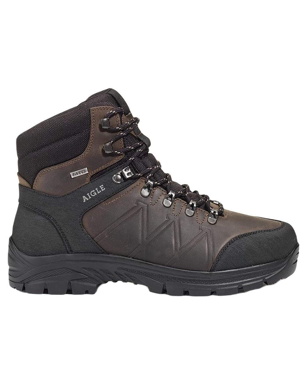 Dark Brown coloured Aigle Klippe Leather Boots on white background #colour_dark-brown
