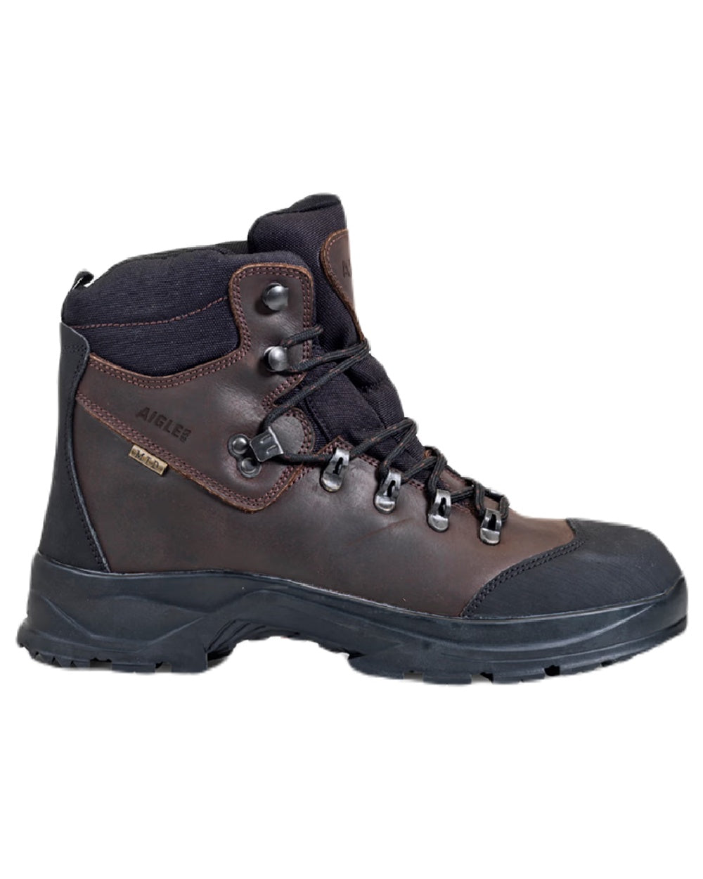 Dark Brown coloured Aigle Laforse 2 MTD Leather Shoes on white background #colour_dark-brown