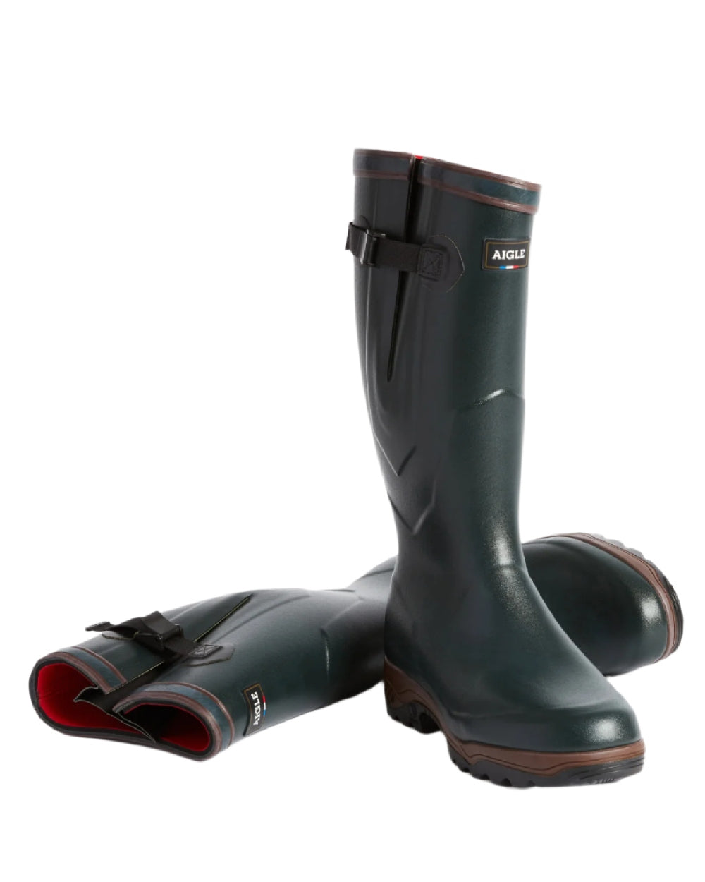 Bronze coloured Aigle Parcours 2 ISO Wellington Boots on white background #colour_bronze