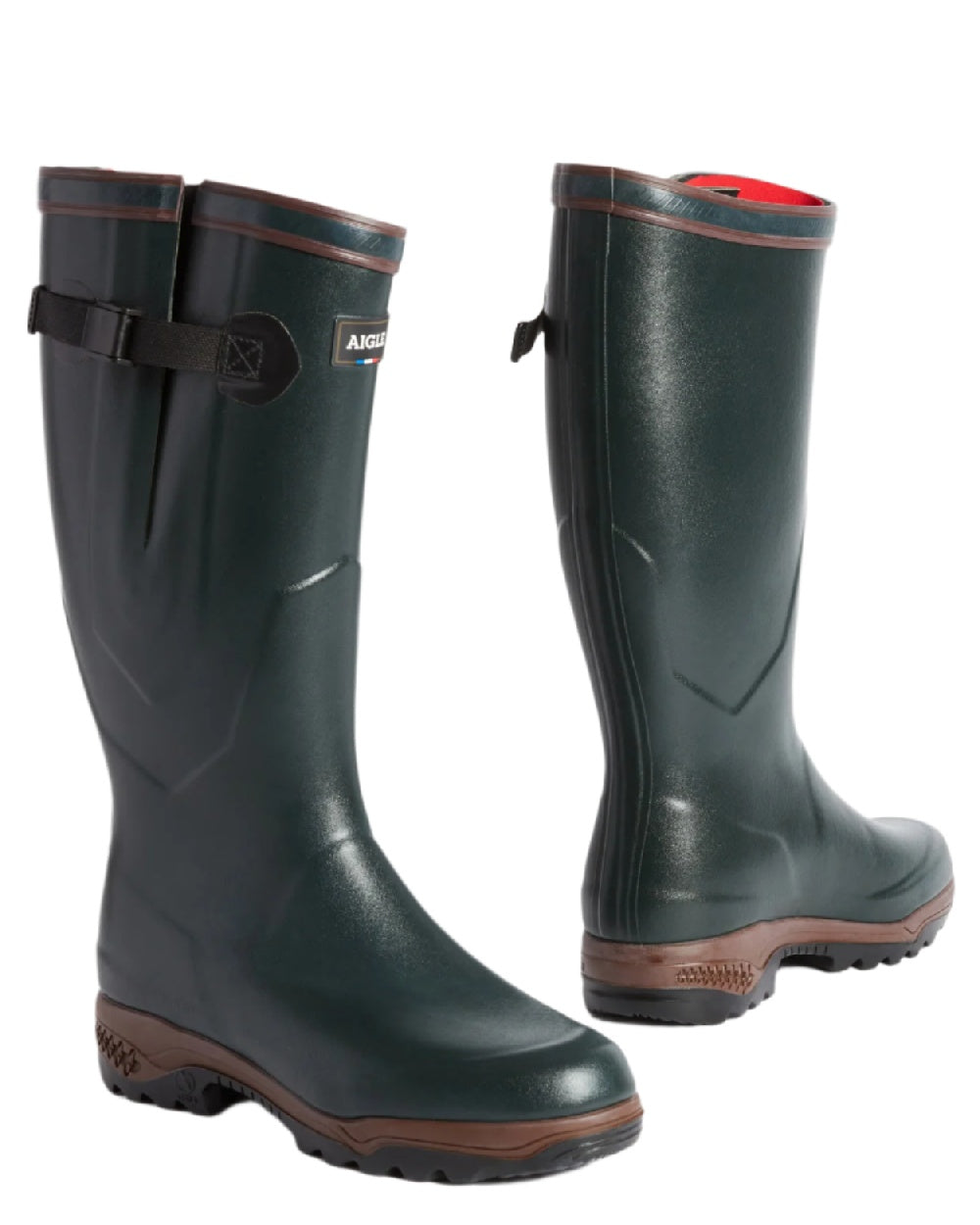 Bronze coloured Aigle Parcours 2 ISO Wellington Boots on white background #colour_bronze