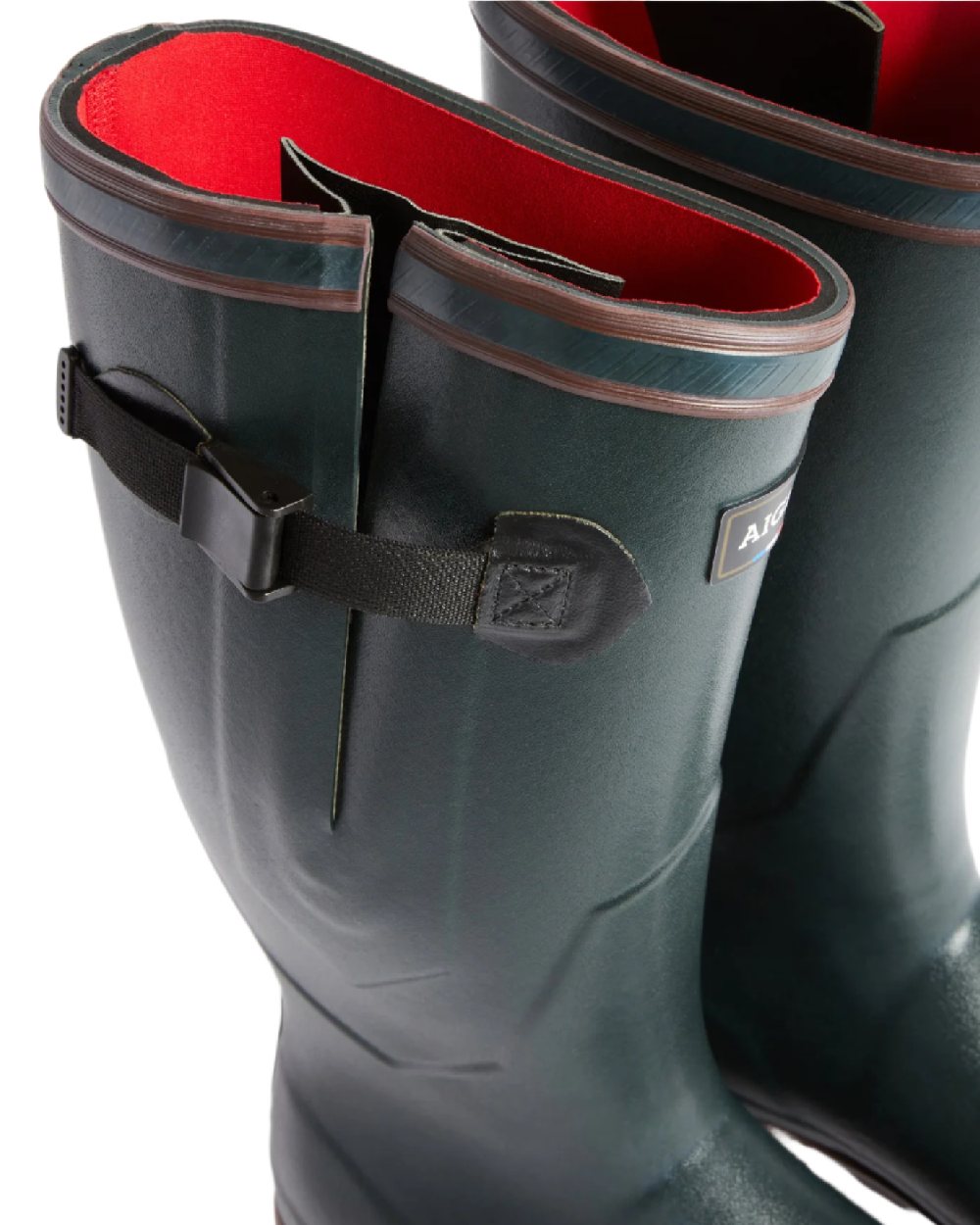 Bronze coloured Aigle Parcours 2 ISO Wellington Boots on white background #colour_bronze