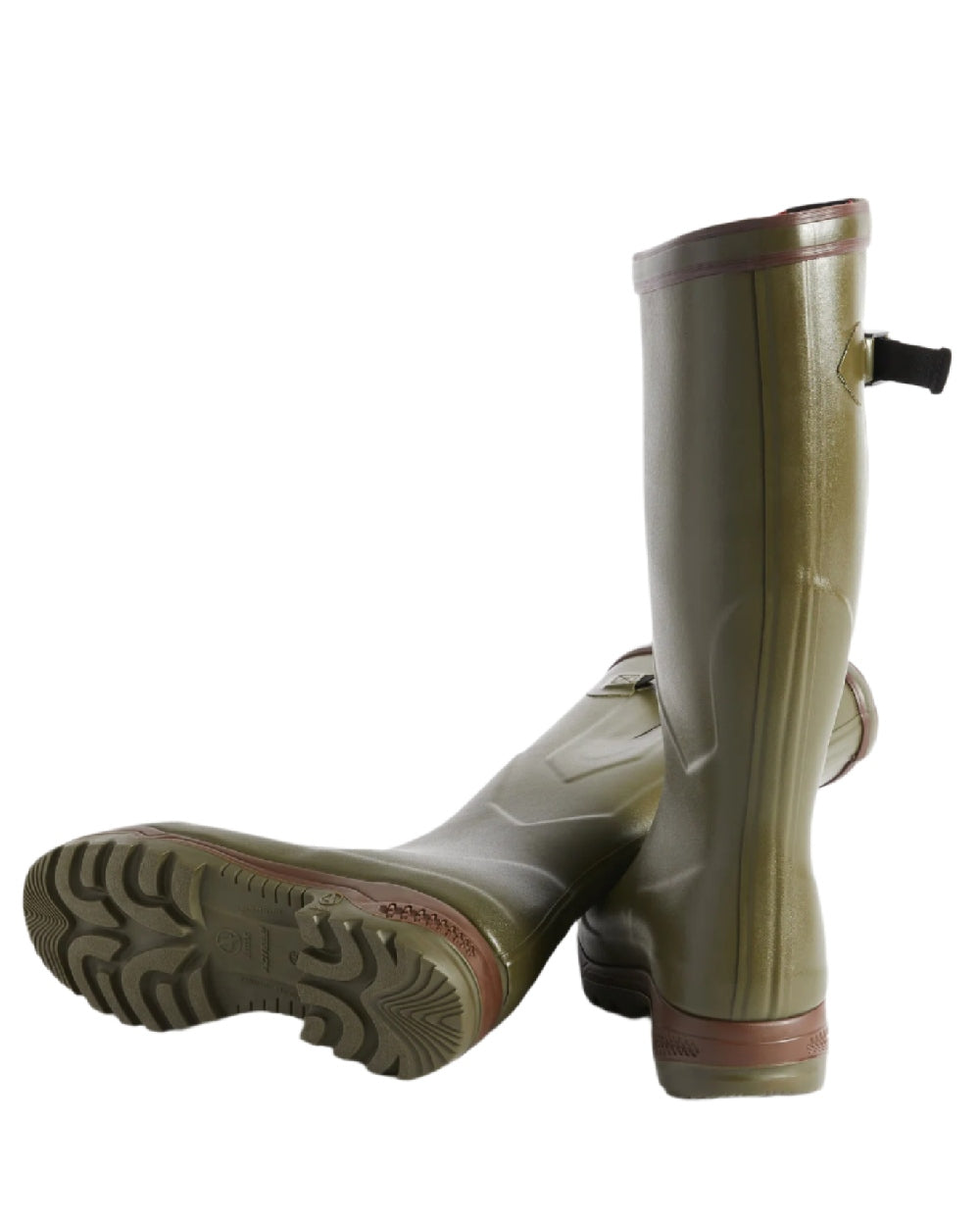 Kaki coloured Aigle Parcours 2 ISO Wellington Boots on white background #colour_kaki