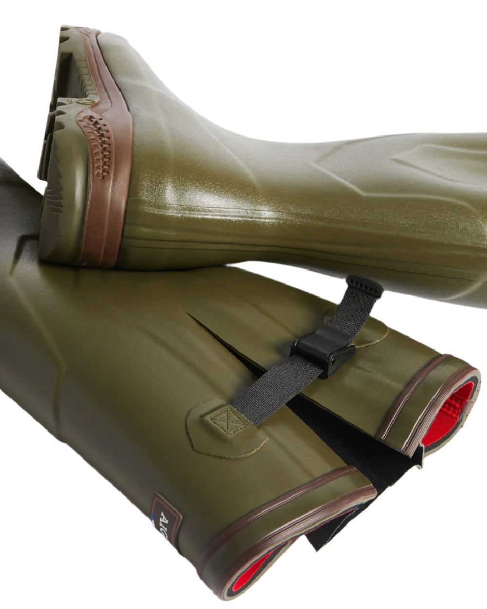 Kaki coloured Aigle Parcours 2 ISO Wellington Boots on white background #colour_kaki