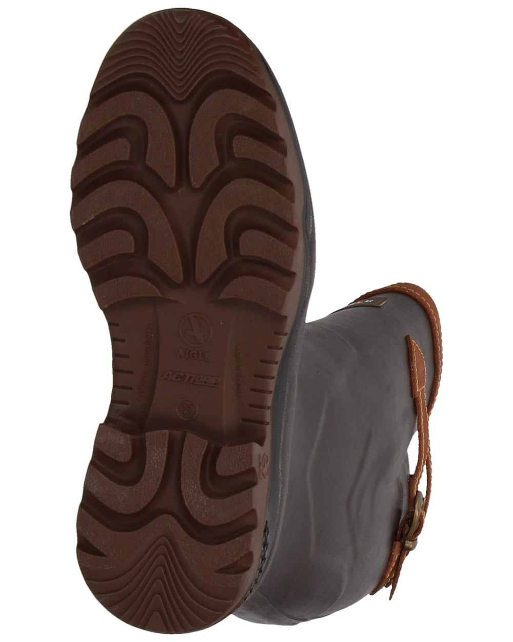Dark Brown Coloured Aigle Parcours 2 Signature Wellingtons On A White Background #colour_dark-brown