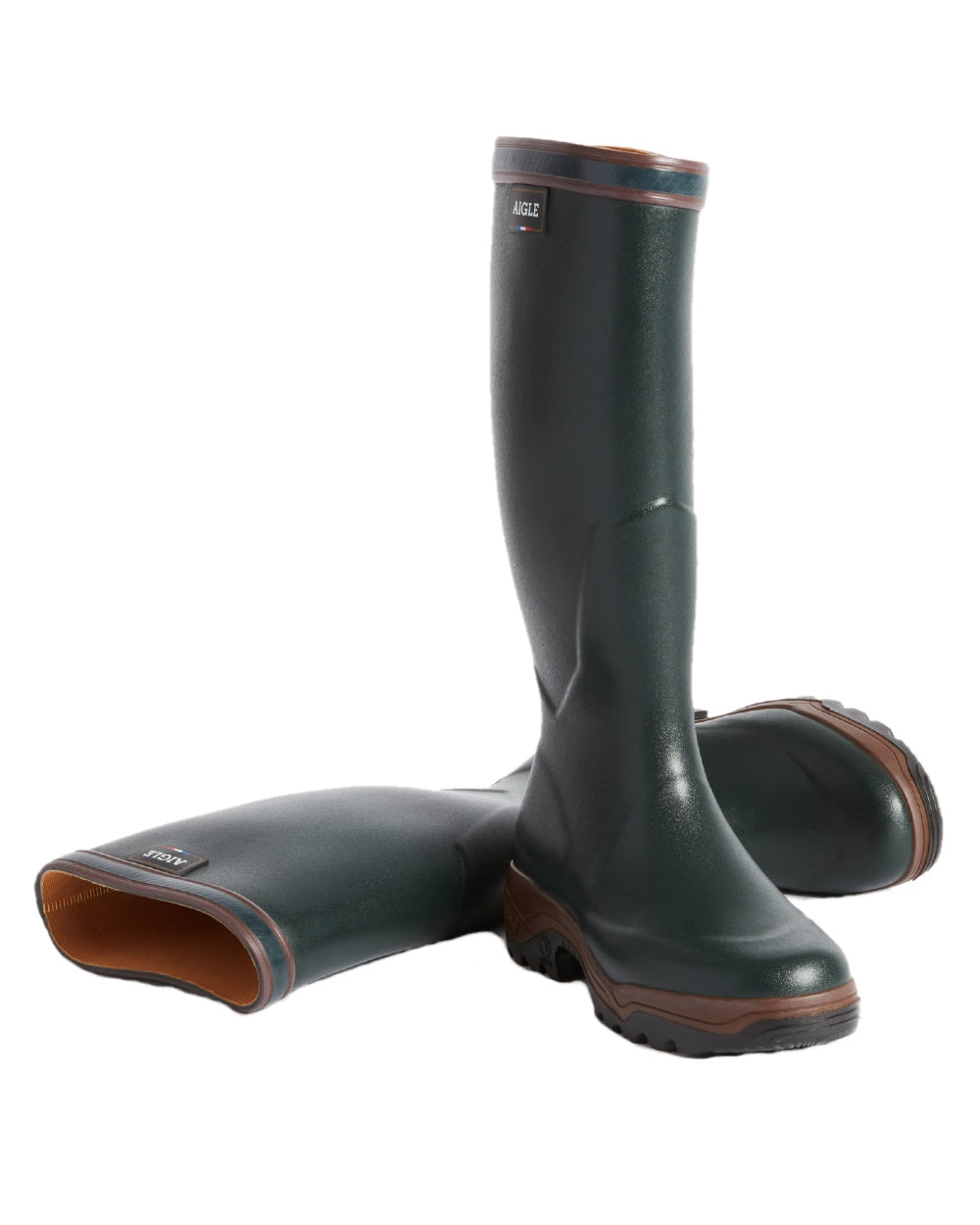 Bronze coloured Aigle Parcours 2 Wellington Boots on white background #colour_bronze