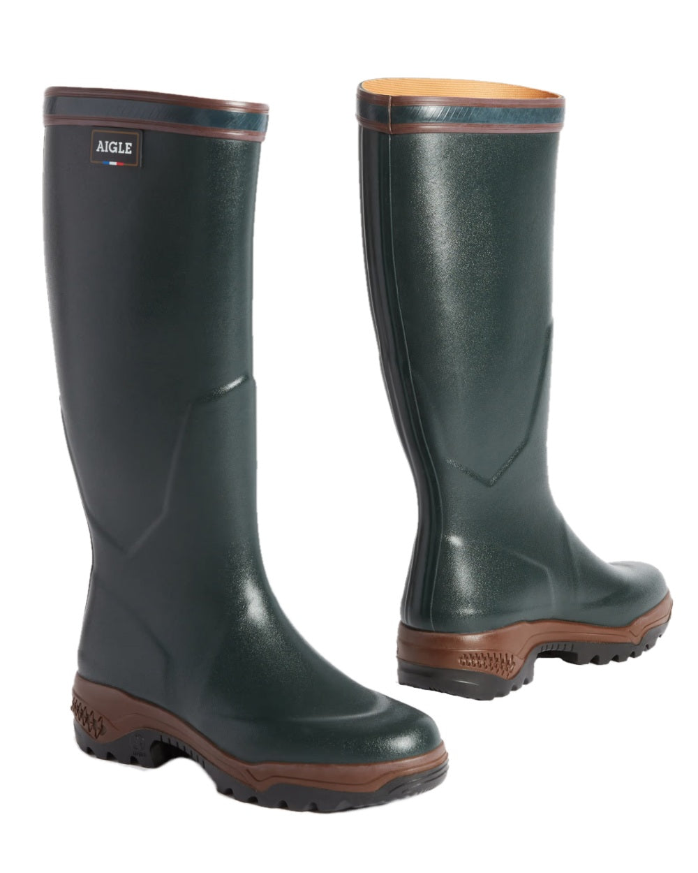Bronze coloured Aigle Parcours 2 Wellington Boots on white background #colour_bronze