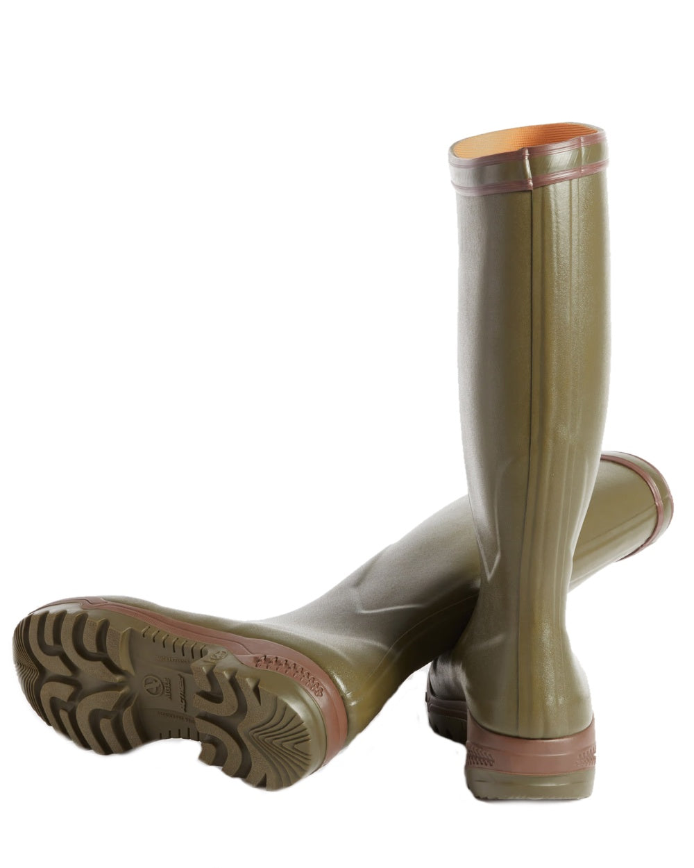 Kaki coloured Aigle Parcours 2 Wellington Boots on white background #colour_kaki