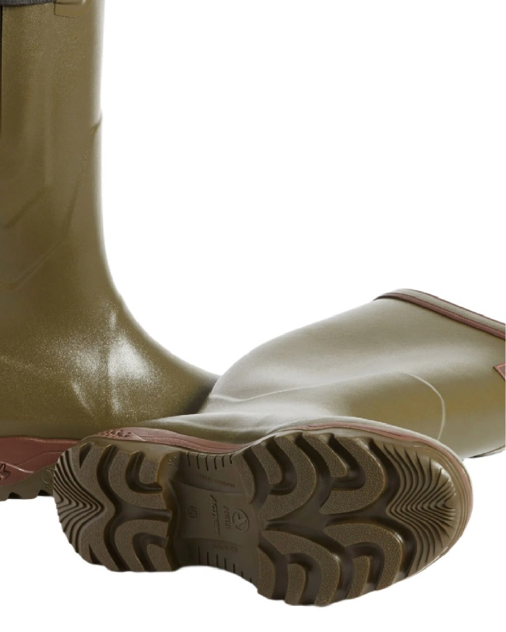 Kaki coloured Aigle Parcours 2 Wellington Boots on white background #colour_kaki
