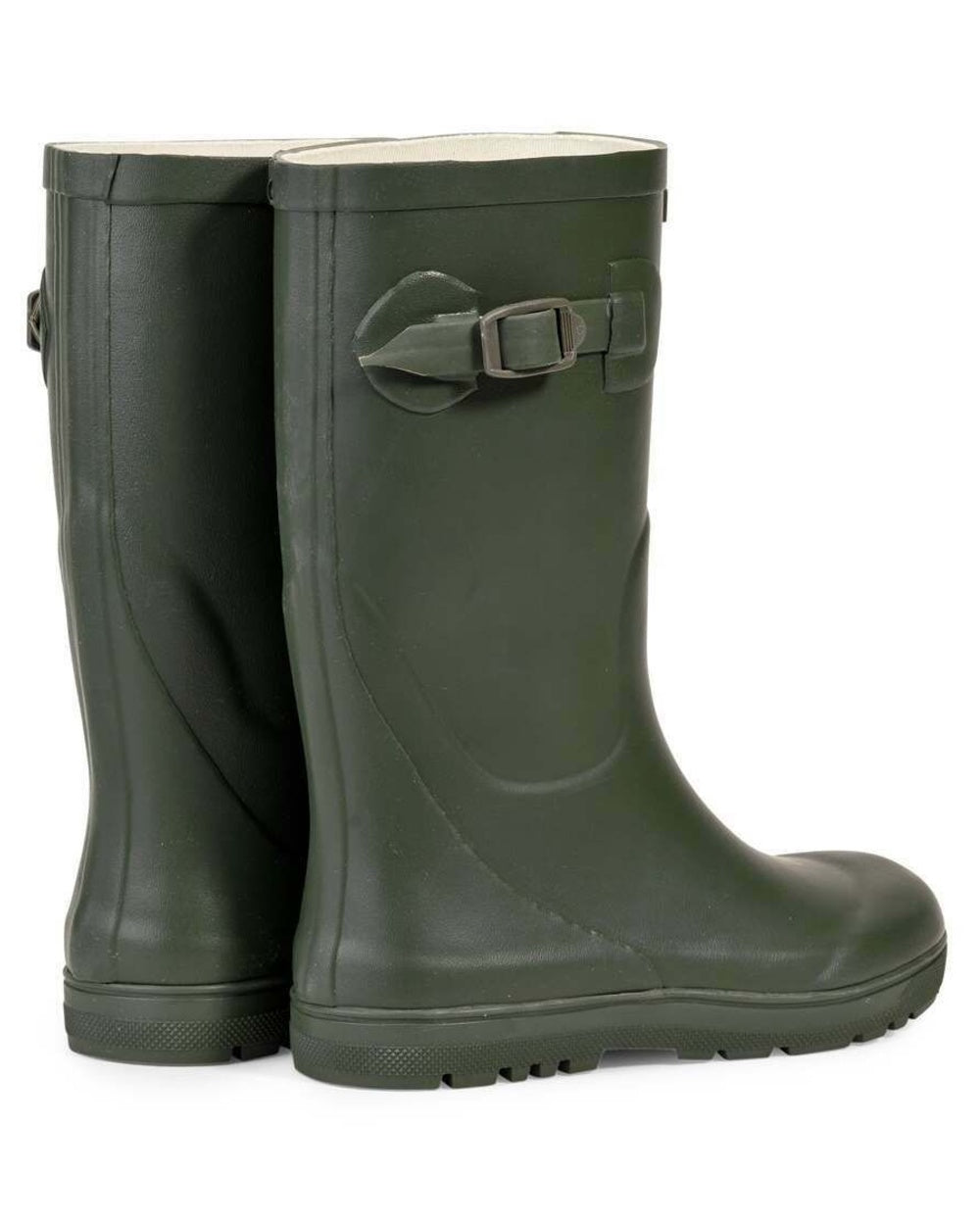 Kaki coloured Aigle Woody Pop 2 Childrens Wellington Boots on white background #colour_kaki