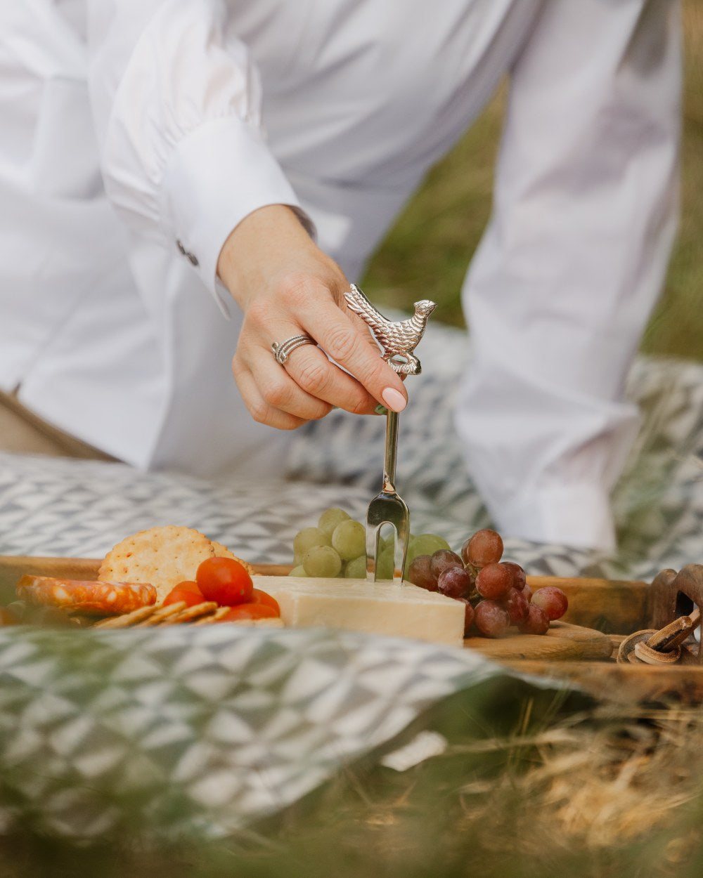 Bisley 3 Piece Stainless Steel Cheese Set on blurry background #style_pheasant