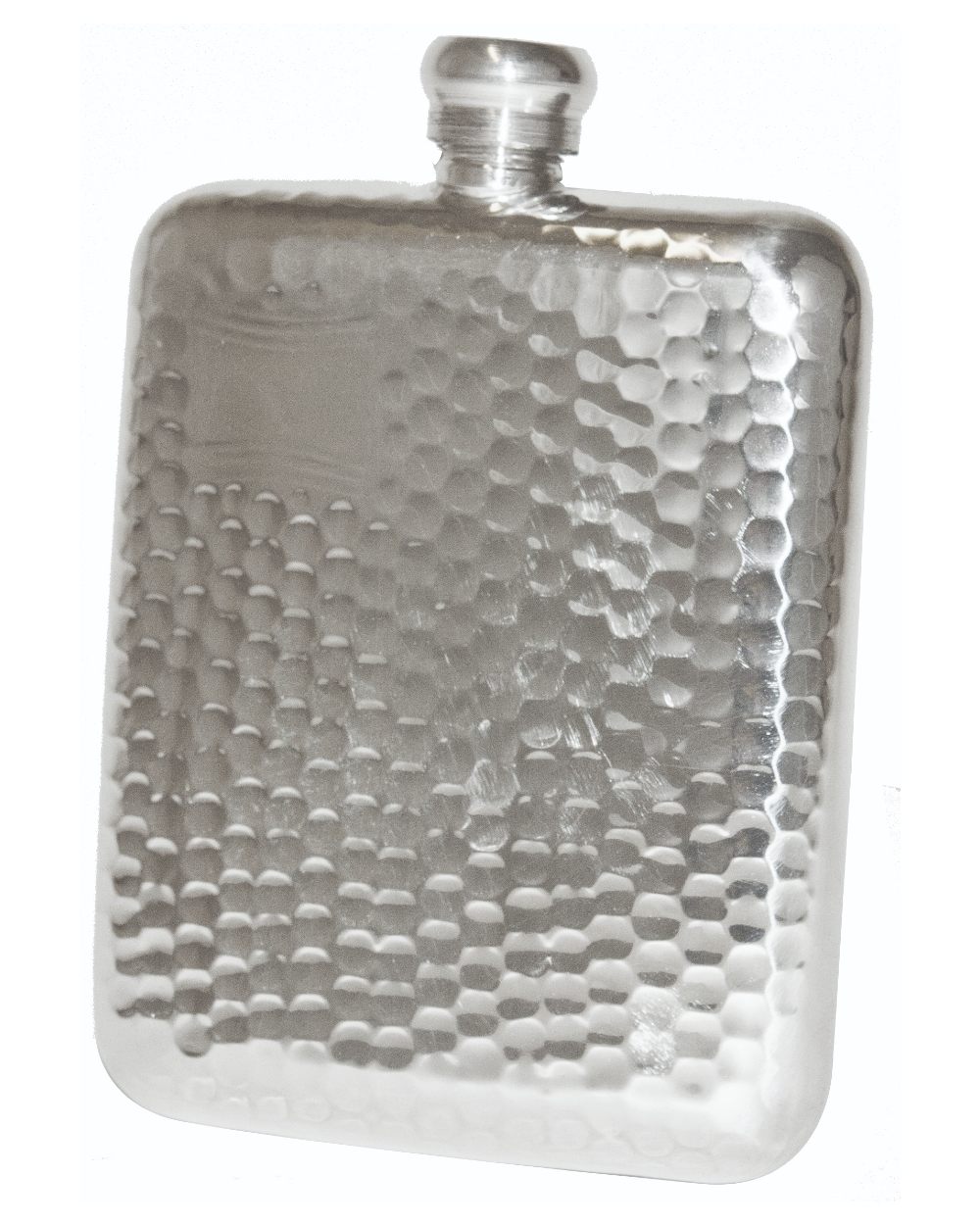 Bisley 6oz Hammered Pewter Flask On White Background
