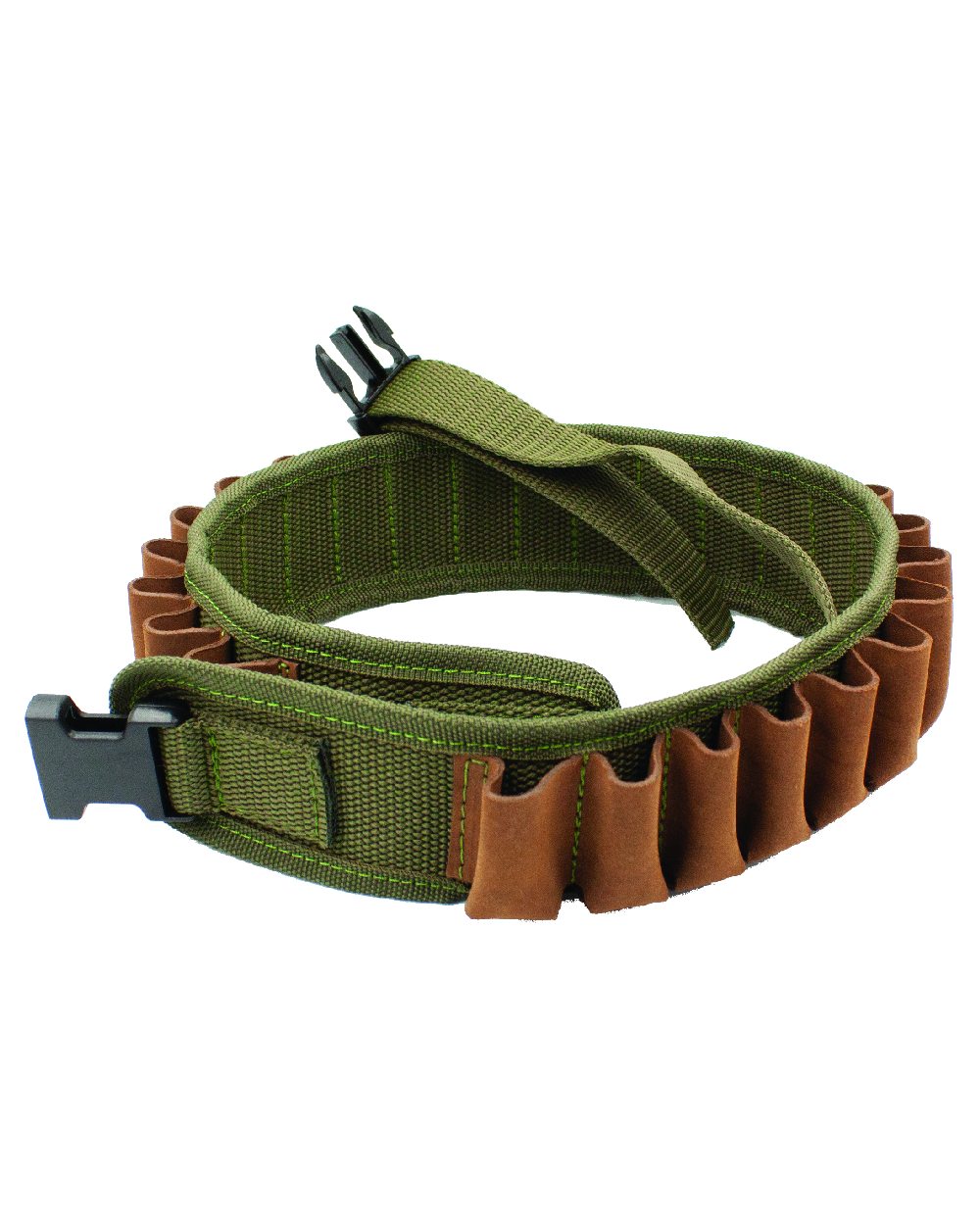 Bisley Cartridge Belt 12G Leather On Webbing Pockets on white background