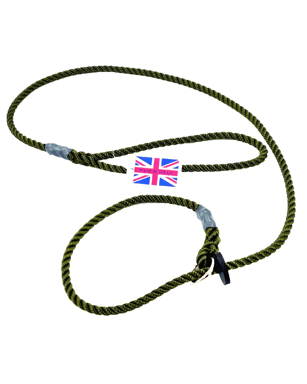Green Coloured Bisley Deluxe Slip Lead with Rubber Stop on white background #colour_green