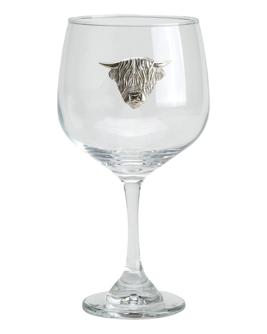 Highland Cow styled Bisley Gin Glass on white background #style_highland-cow