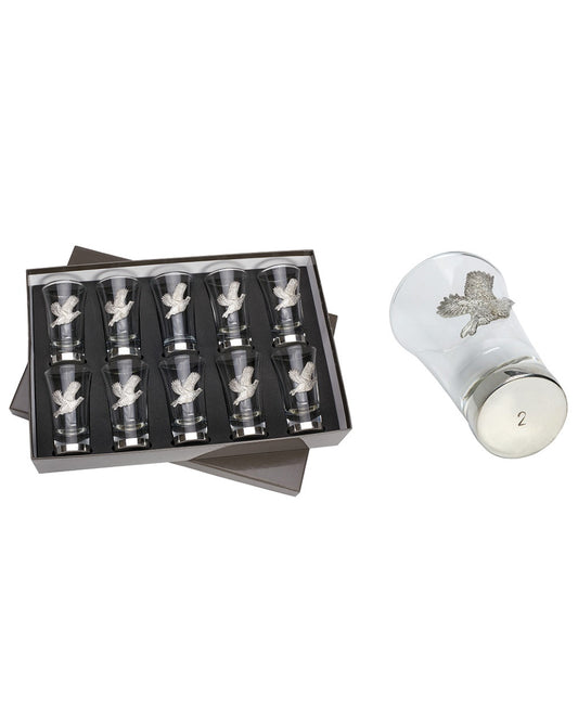 Bisley Partridge Set Of 10 Numbered Shot Glasses #style_partridge