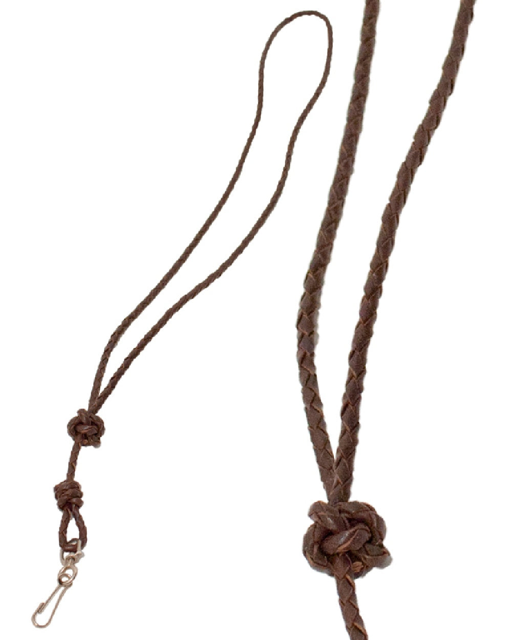 Brown Coloured Bisley Plaited Leather Lanyard on white background #colour_brown