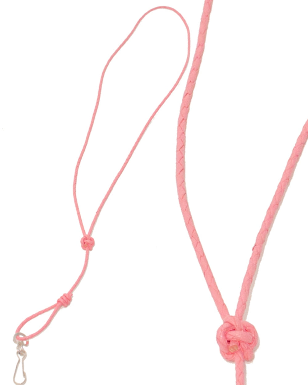 Pink Coloured Bisley Plaited Leather Lanyard on white background #colour_pink
