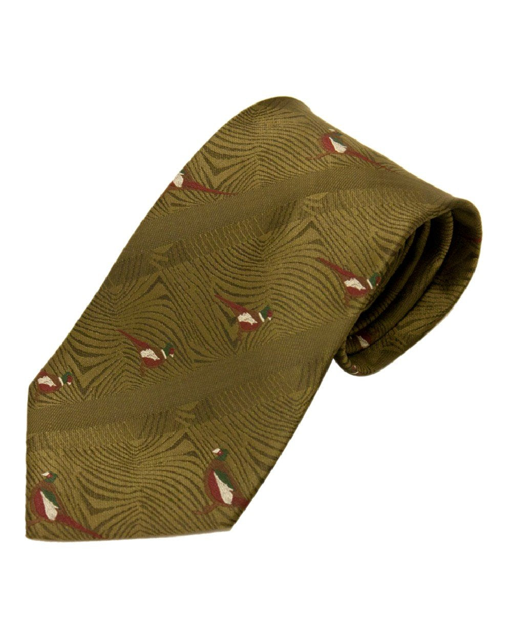 No 1 Pheasants Style Bisley Polyester Tie on white background #style_no-1-pheasants