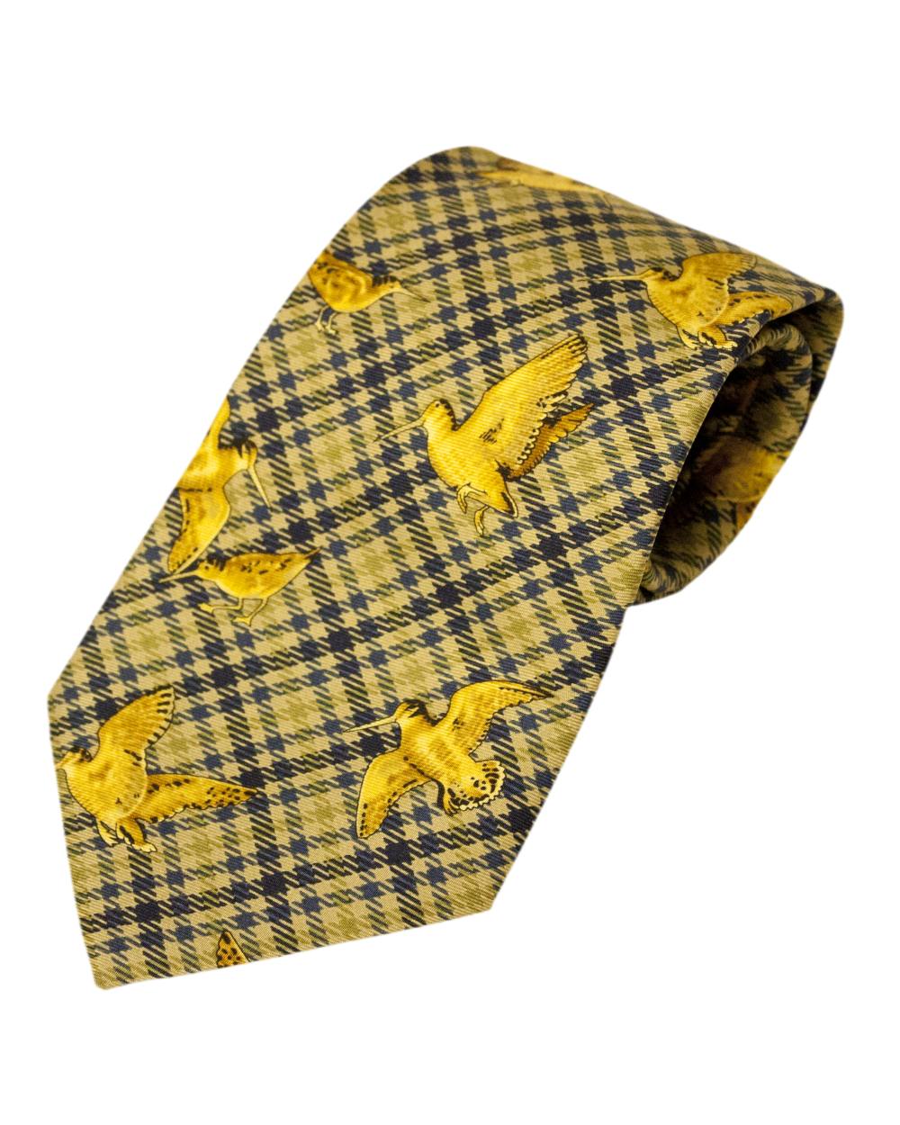 Green Woodcock Style Bisley Silk Tie on white background #style_green-woodcock