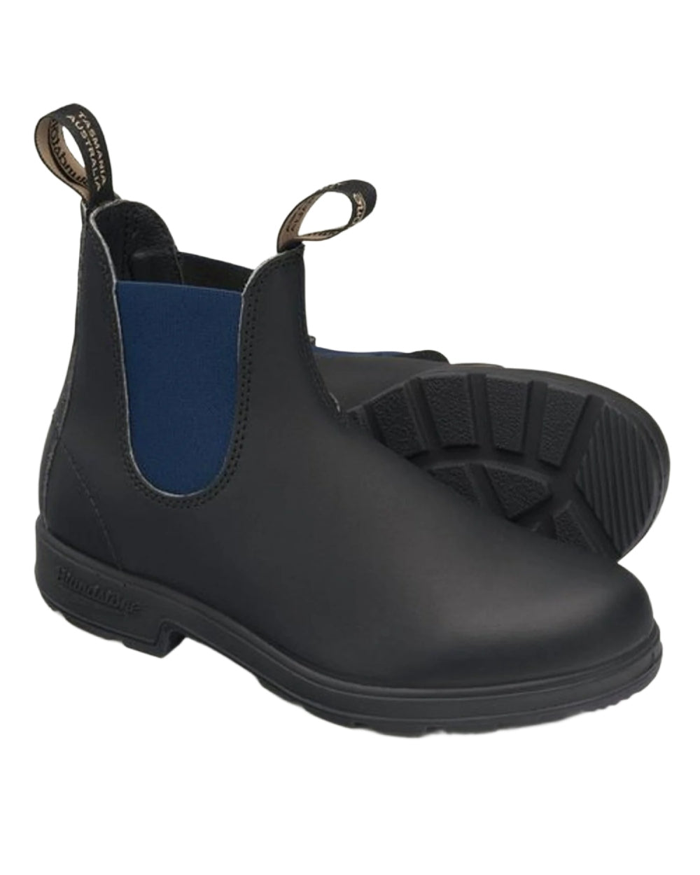 Black Navy coloured Blundstone 1917 Boots Black with Navy Elastic on white background #colour_black-navy