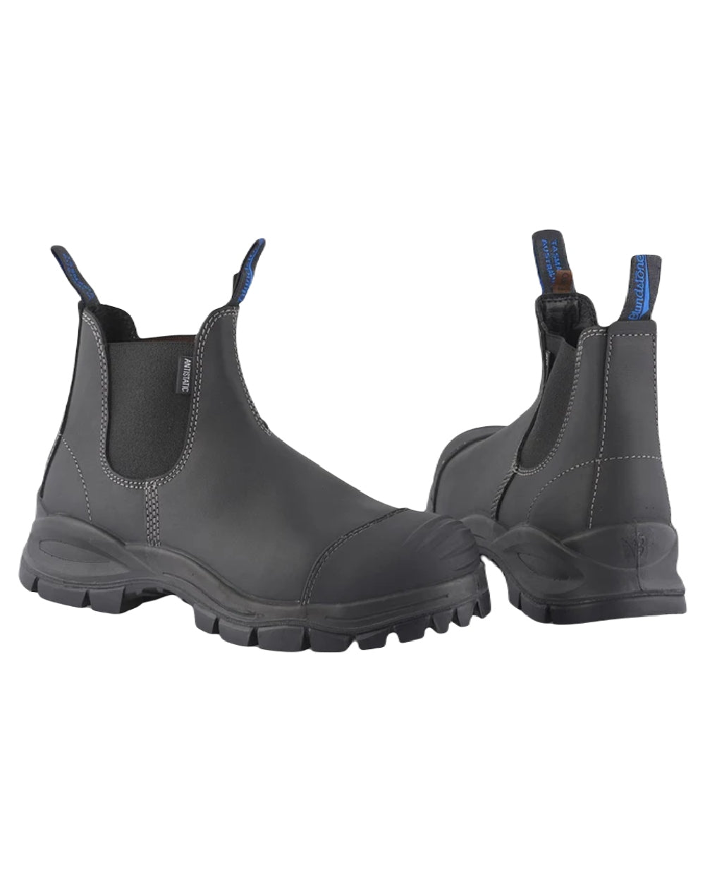 Black coloured Blundstone 910 Black Platinum Safety Boots on white background #colour_black