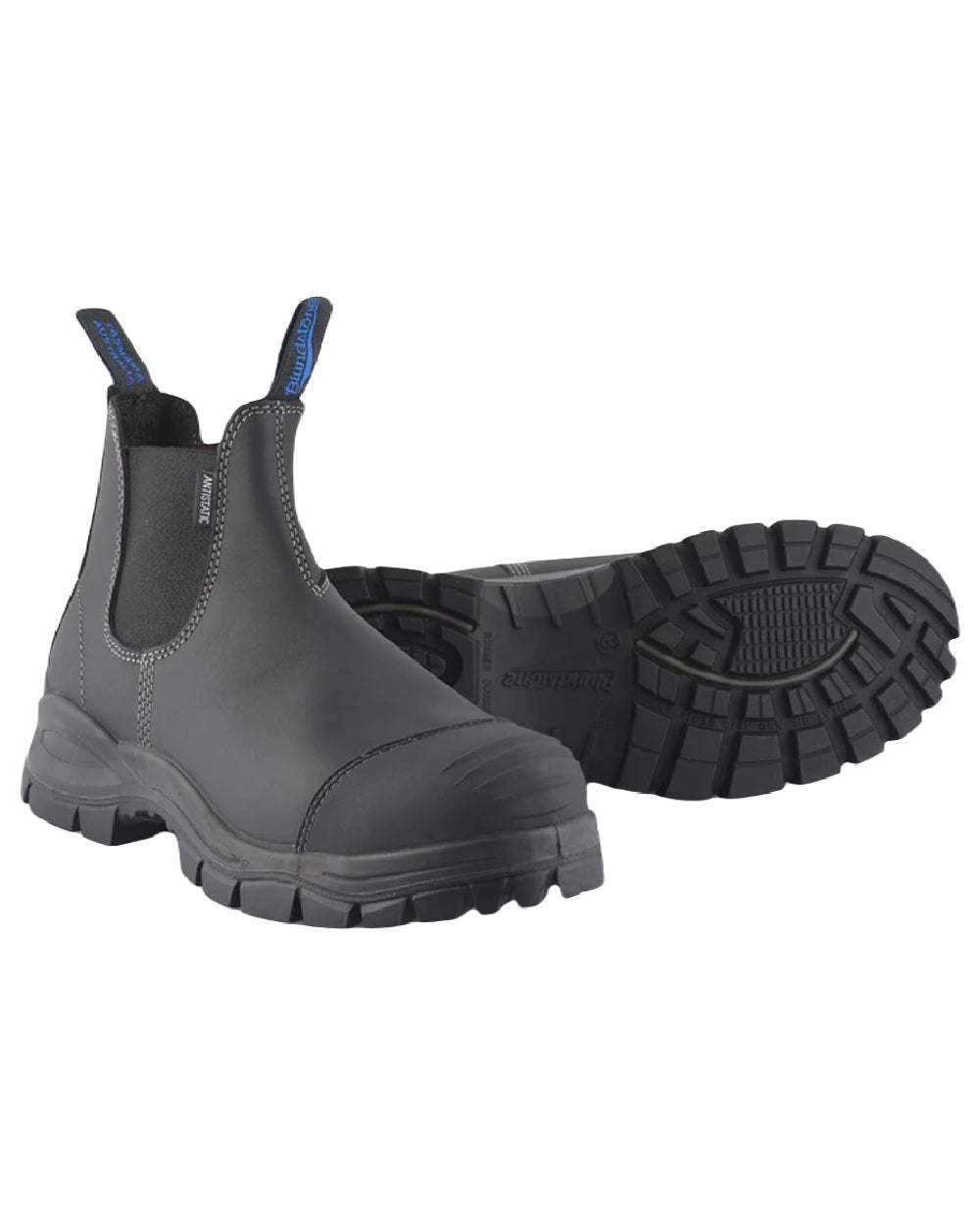 Black coloured Blundstone 910 Black Platinum Safety Boots on white background #colour_black