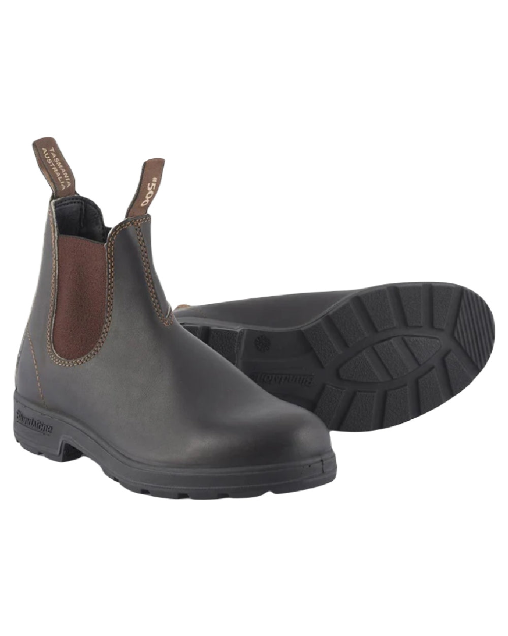 Stout Brown coloured Blundstone Original 500 Chelsea Boots on white background #colour_stout-brown