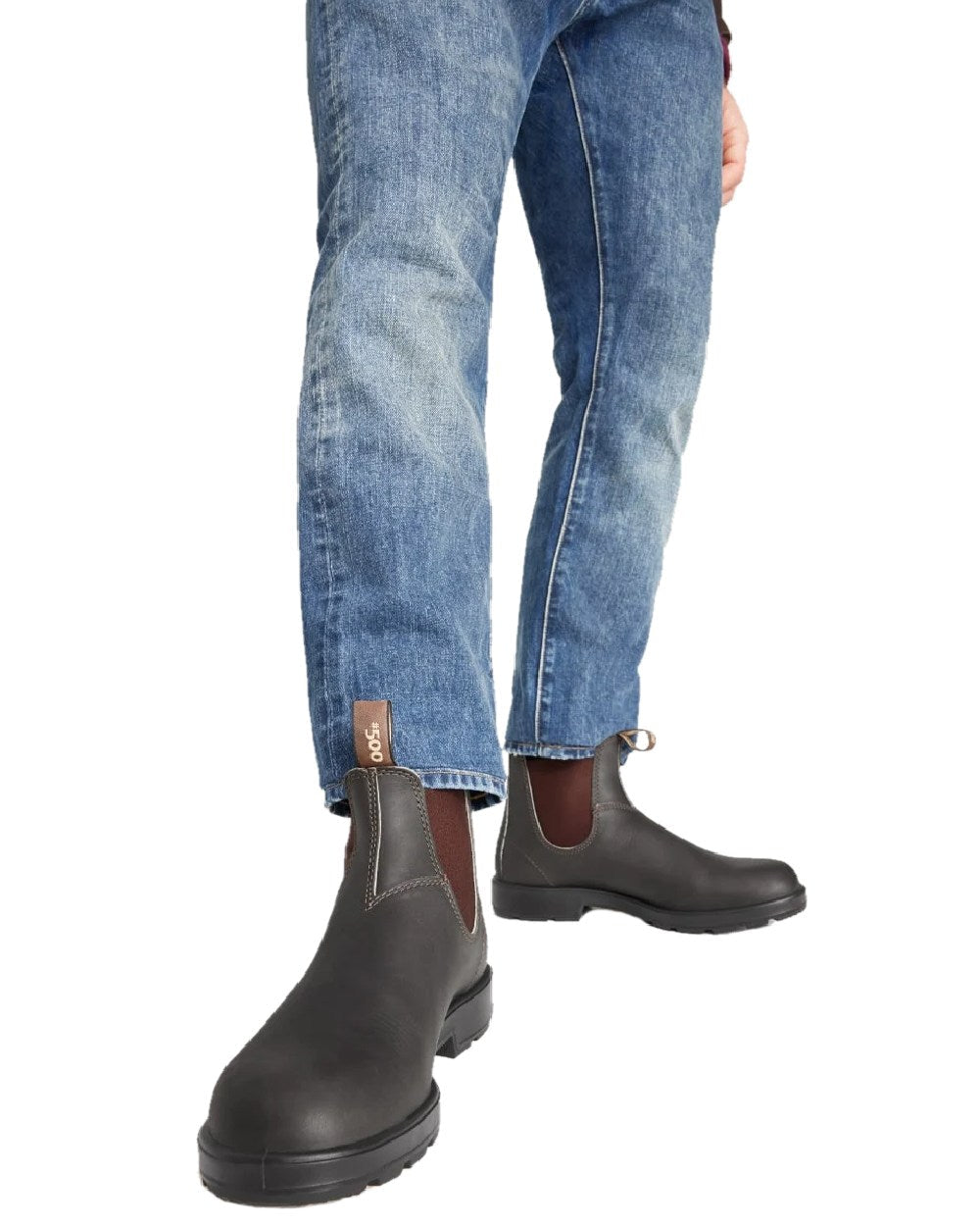 Stout Brown coloured Blundstone Original 500 Chelsea Boots on white background #colour_stout-brown