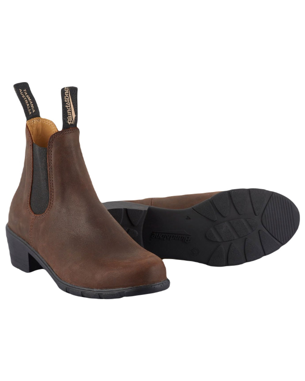 Antique Brown coloured Blundstone Womens 1673 Chelsea Boots on white background #colour_antique-brown