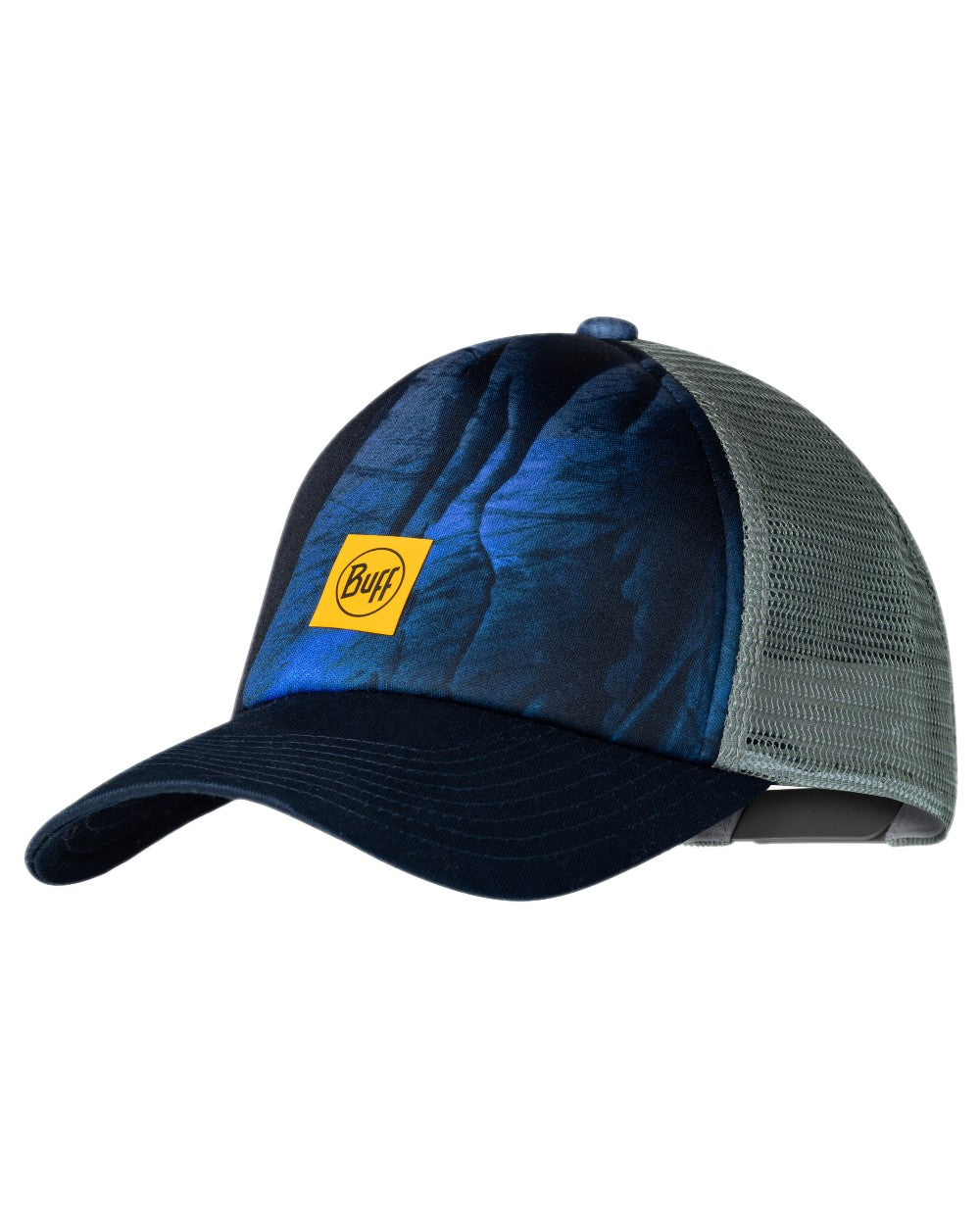 Blue Coloured Buff Arius Pro-Team Trucker Cap on white background #colour_blue