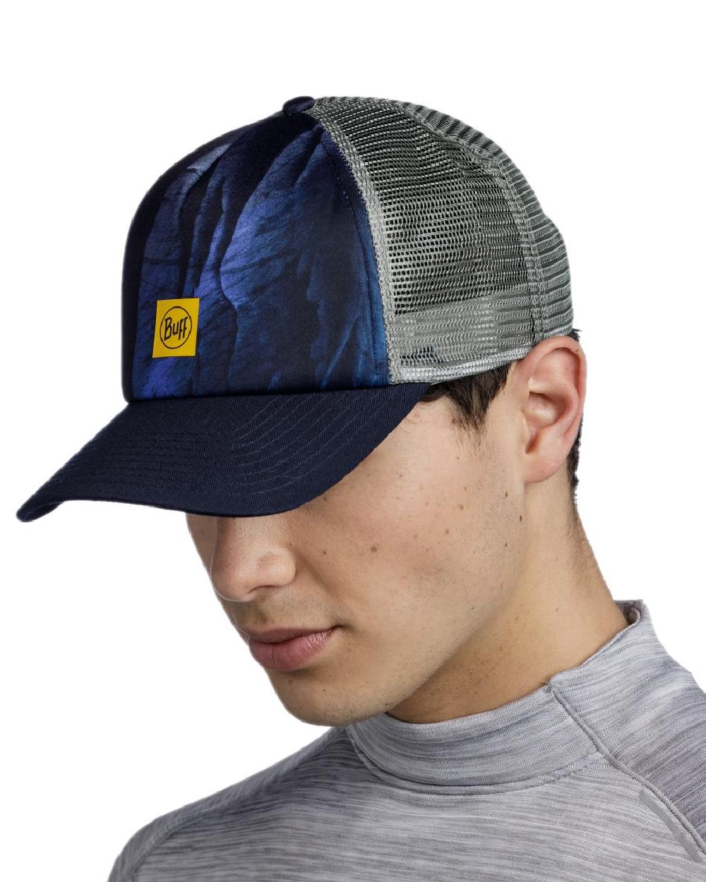 Blue Coloured Buff Arius Pro-Team Trucker Cap on white background #colour_blue