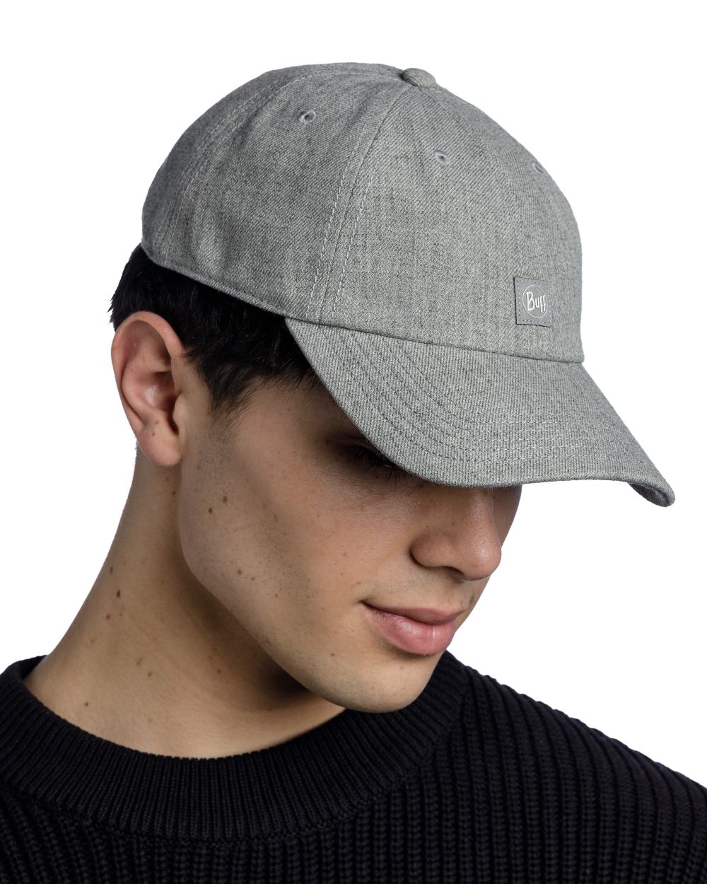 Heather Grey Coloured Buff Chill Baseball Cap on white background #colour_heather-grey