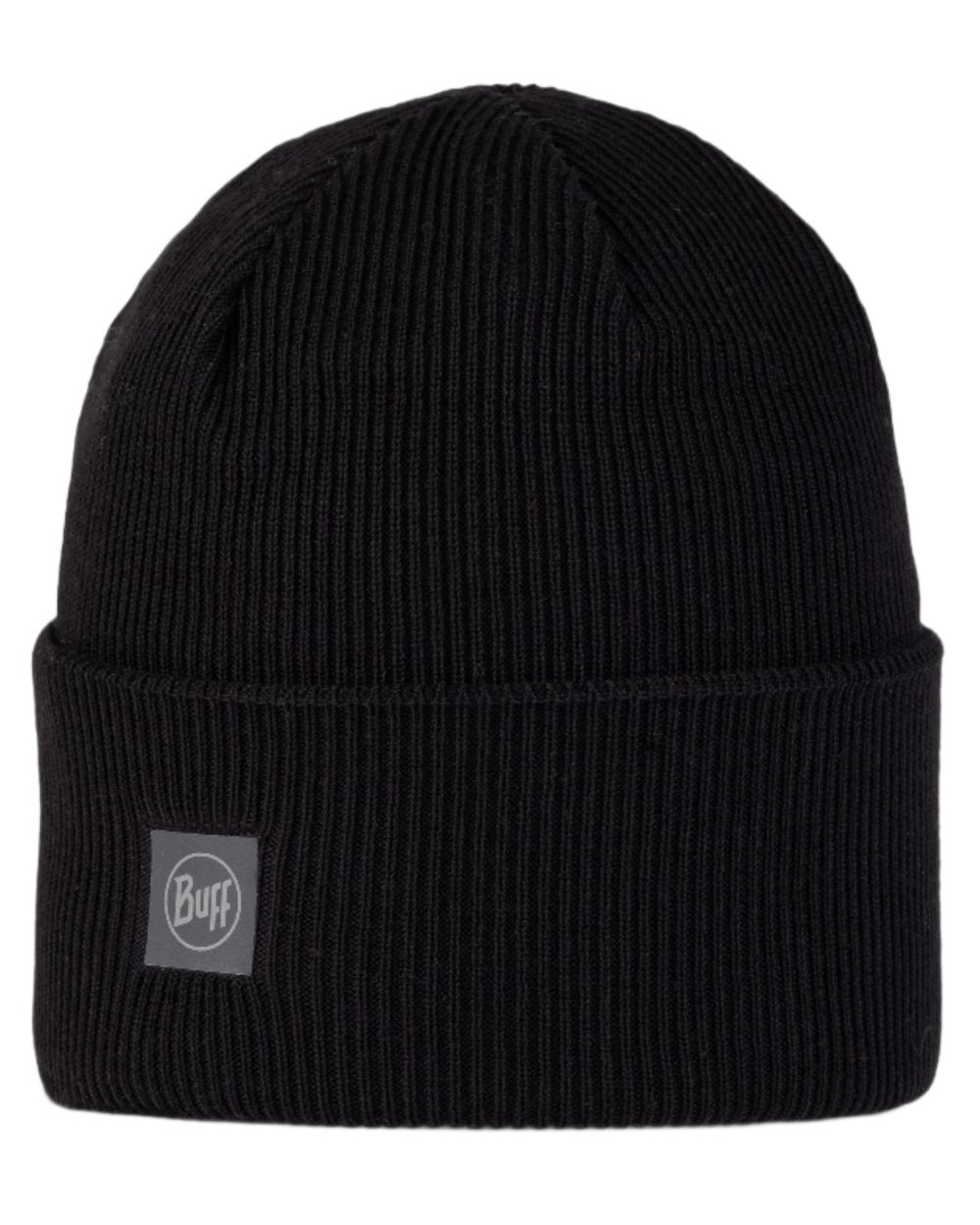 Black Coloured Buff CrossKnit Beanie on white background #colour_black