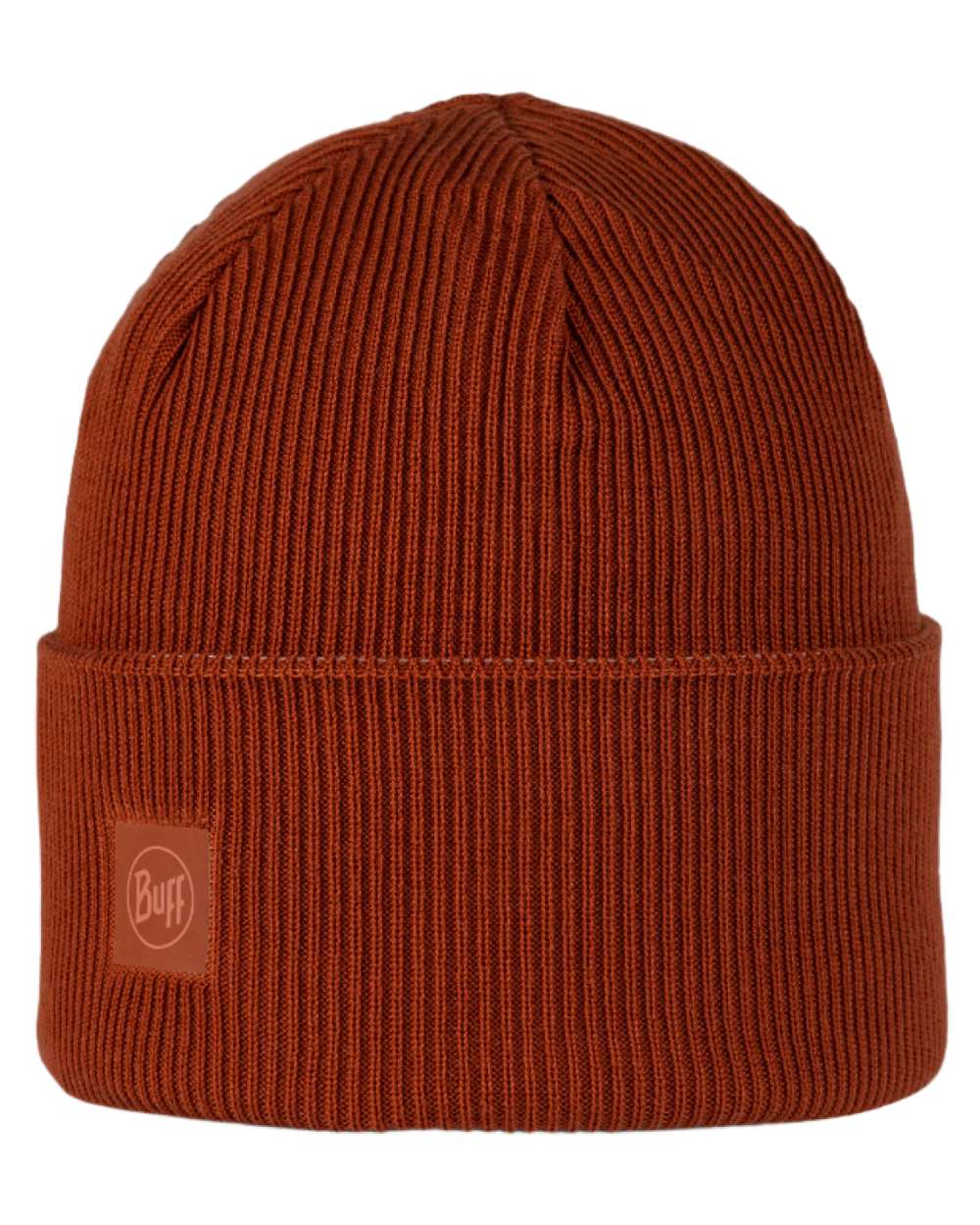 Cinnamon Coloured Buff CrossKnit Beanie on white background #colour_cinnamon