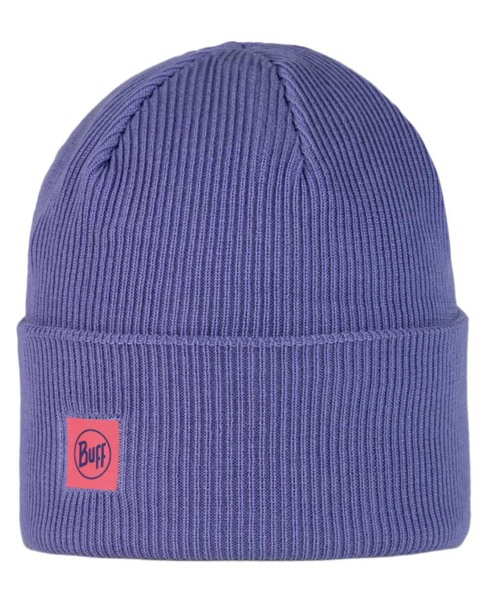 Iris Coloured Buff CrossKnit Beanie on white background #colour_iris