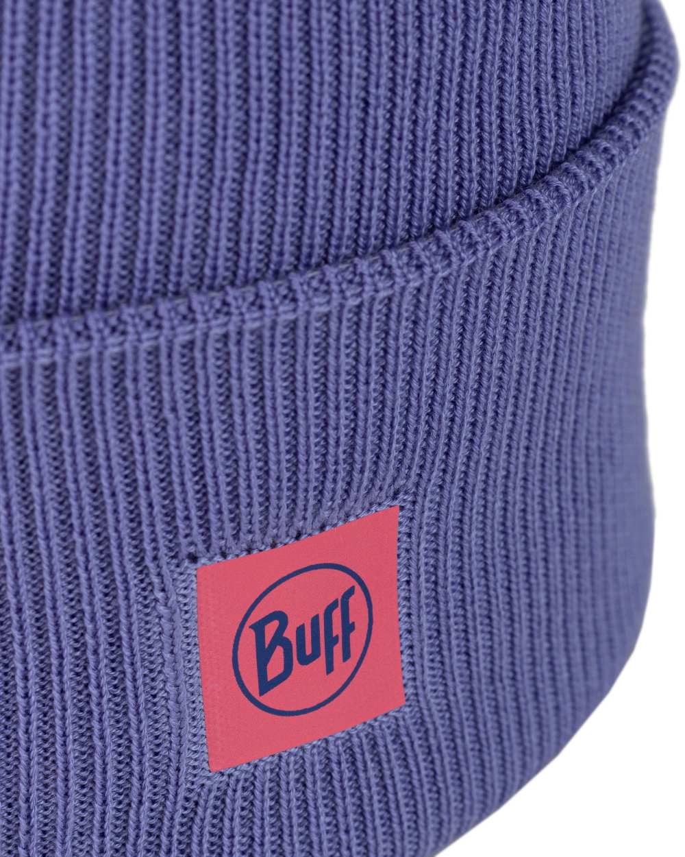 Iris Coloured Buff CrossKnit Beanie on white background #colour_iris