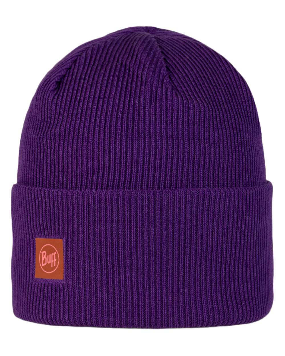 Purple Coloured Buff CrossKnit Beanie on white background #colour_purple