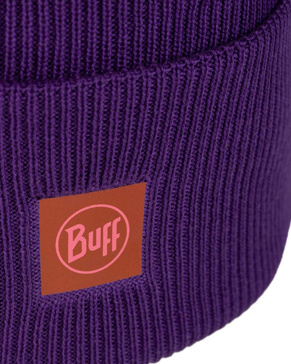 Purple Coloured Buff CrossKnit Beanie on white background #colour_purple