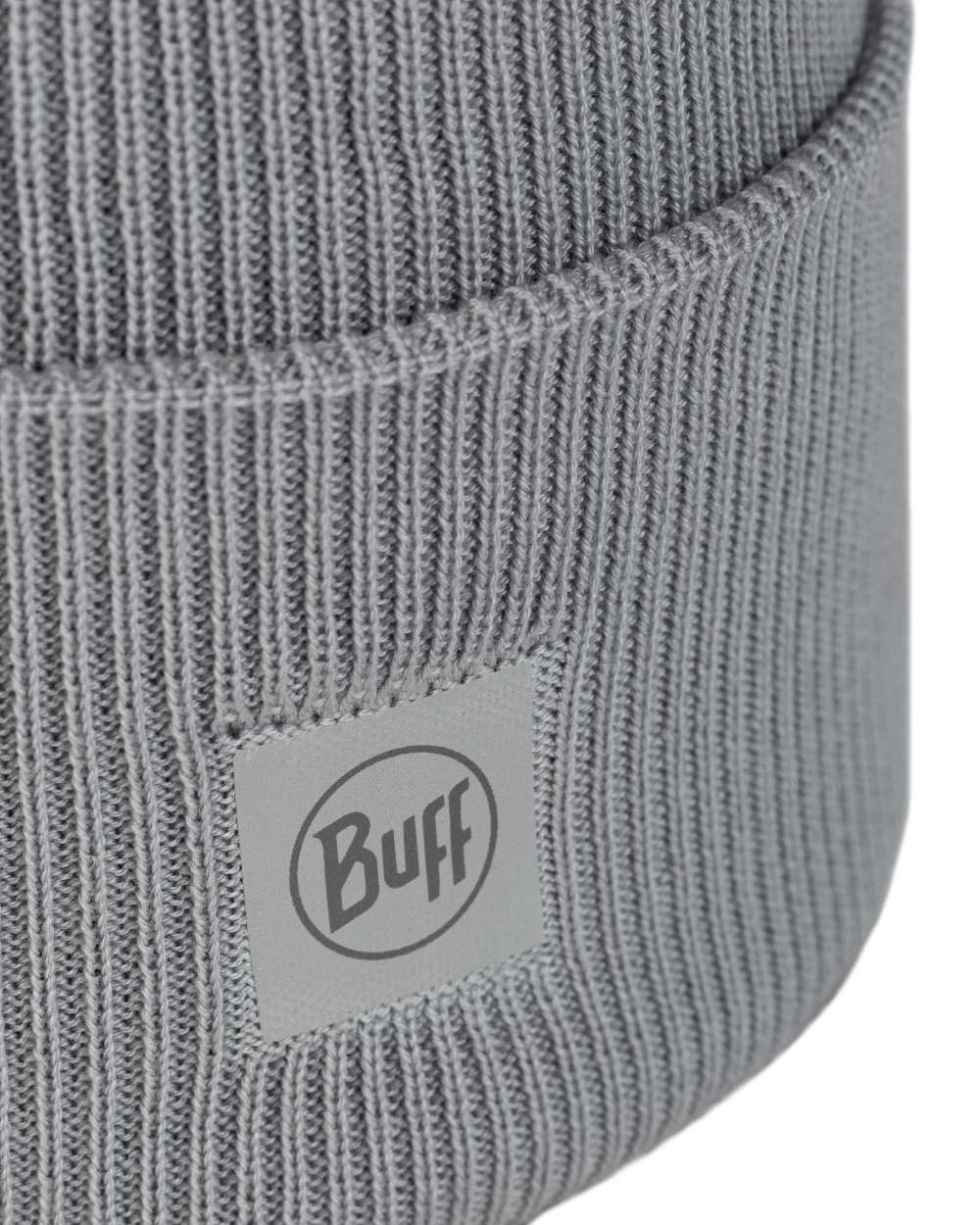 Solid Light Grey Coloured Buff CrossKnit Beanie on white background #colour_solid-light-grey