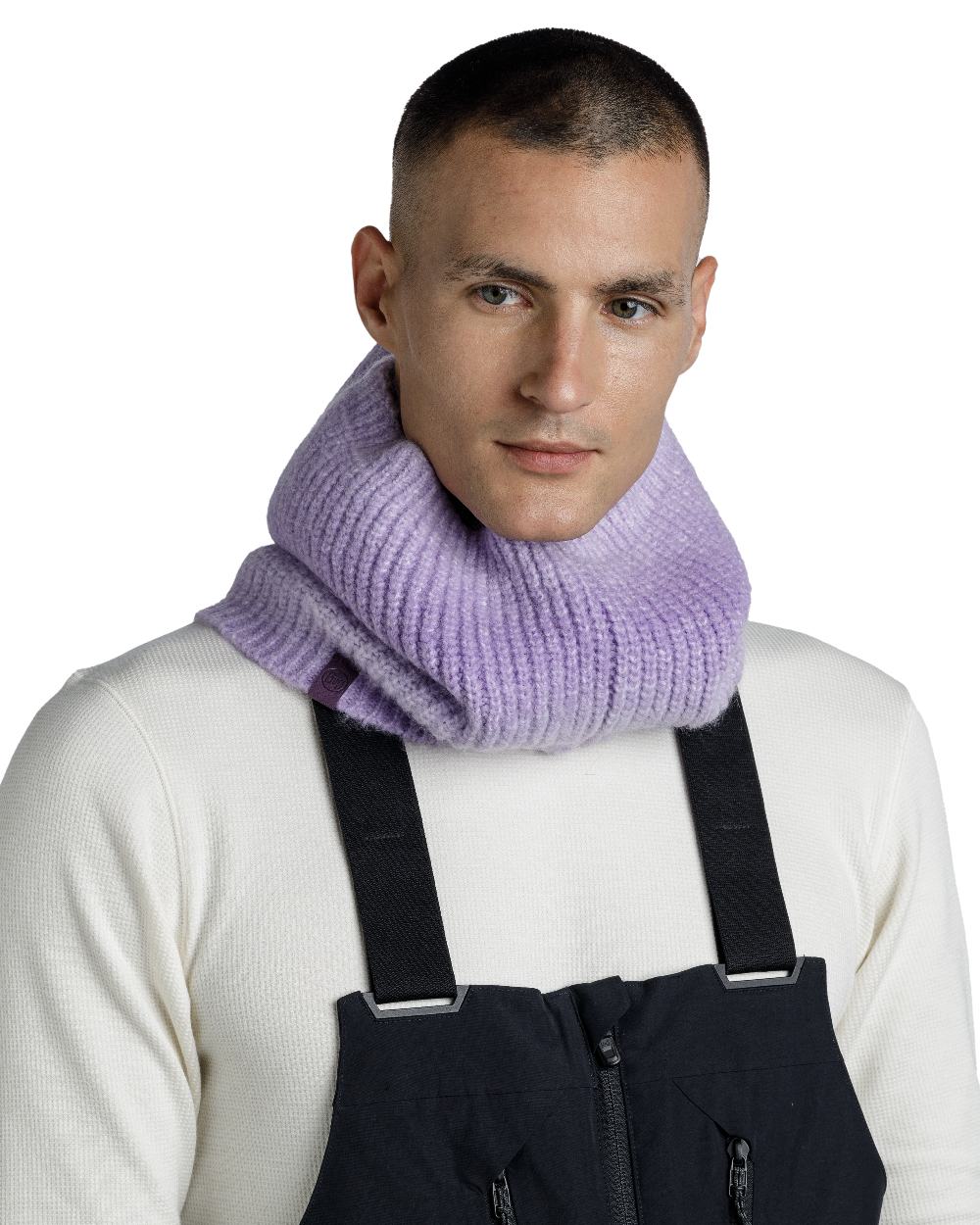 Lavender coloured Buff Datma Knitted Neckwarmer on white background #colour_lavender