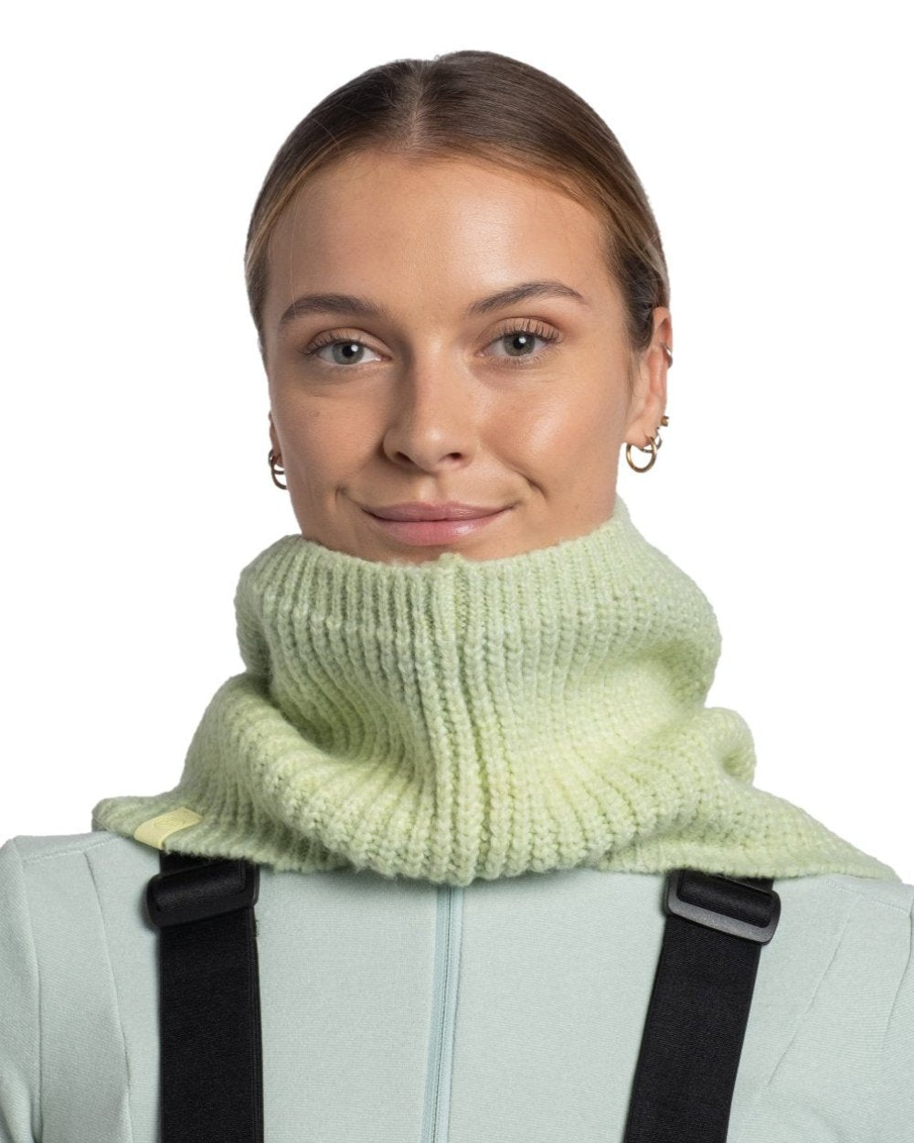 Opaline coloured Buff Datma Knitted Neckwarmer on white background #colour_opaline