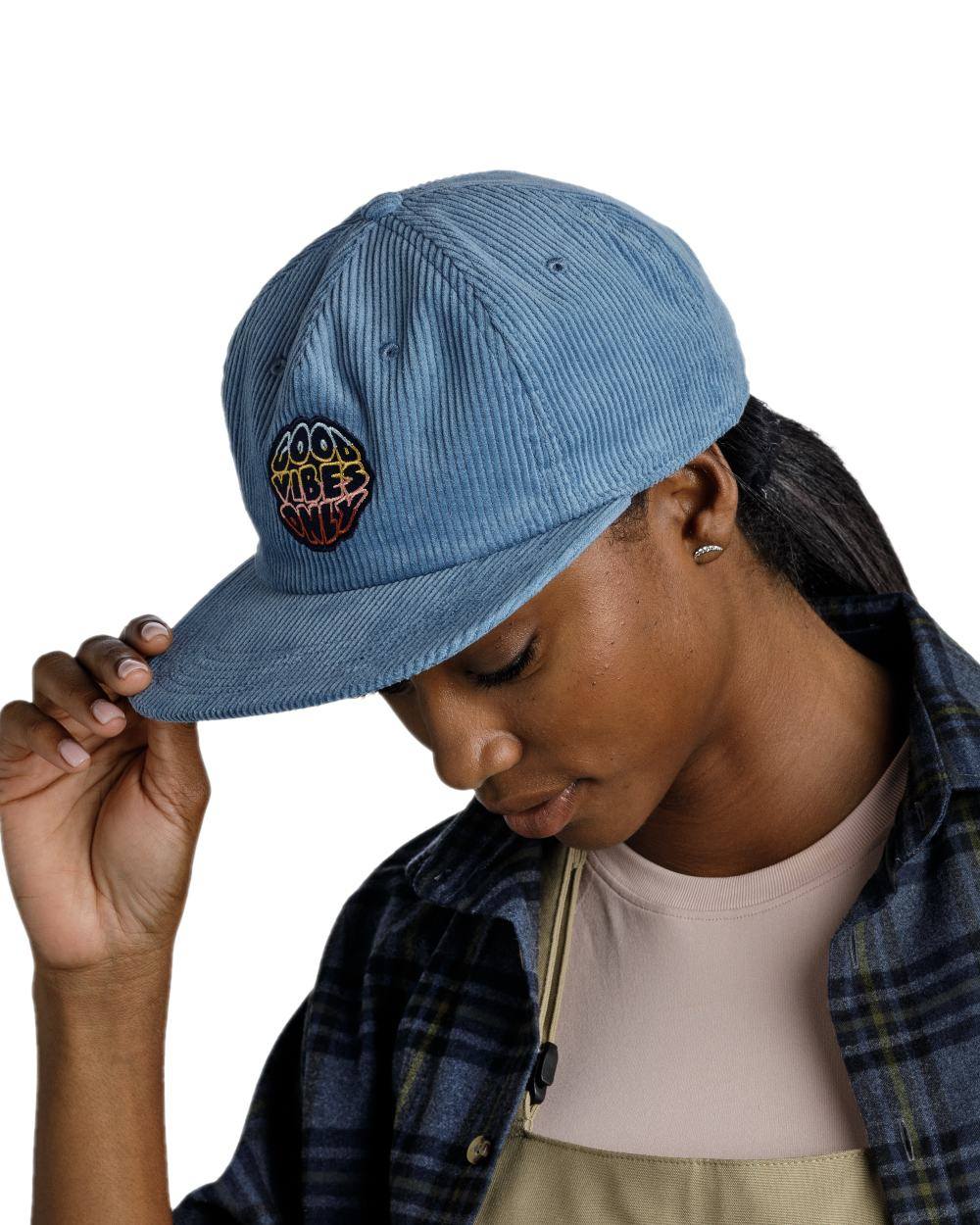 Water Coloured Buff Dister Chill Trucker Cap on white background #colour_water