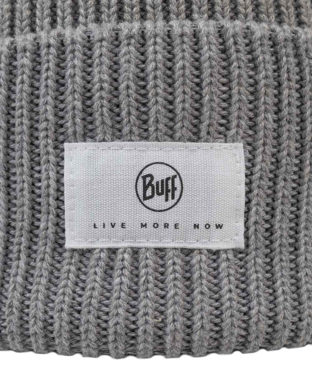 Grey Coloured Buff Drisk Knitted Beanie on white background #colour_grey