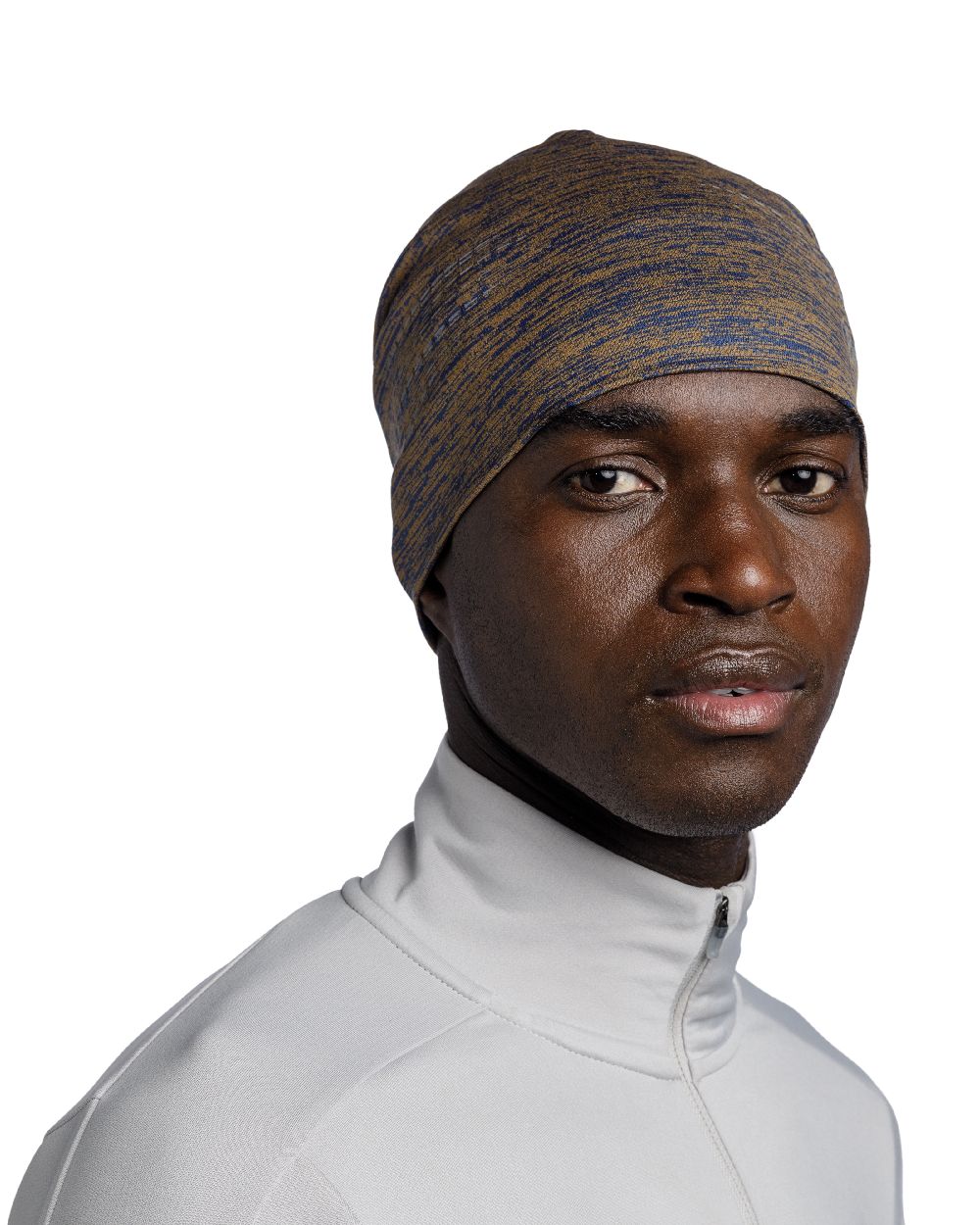 Brindle Brown Coloured Buff DryFlx Beanie on white background #colour_brindle-brown
