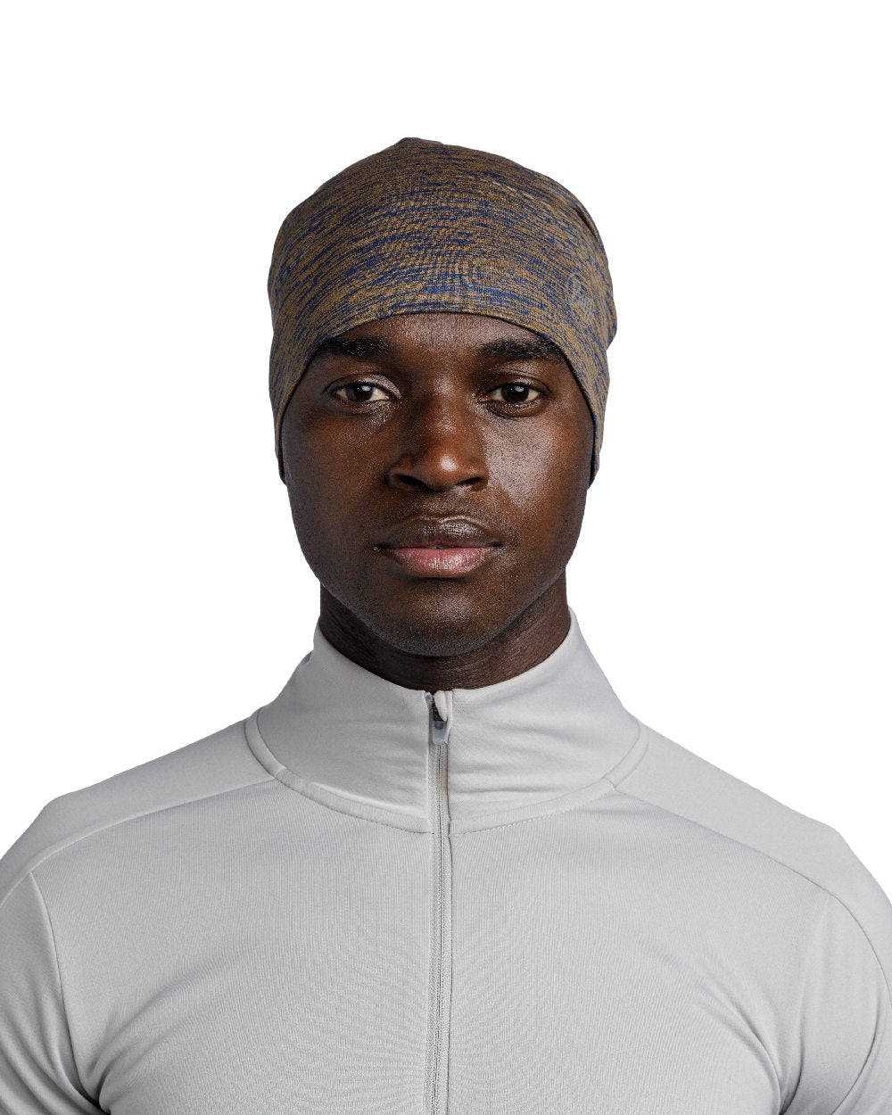 Brindle Brown Coloured Buff DryFlx Beanie on white background #colour_brindle-brown