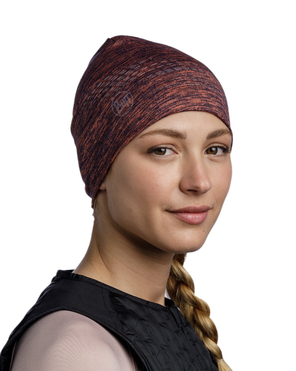 Cinnamon Coloured Buff DryFlx Beanie on white background #colour_cinnamon
