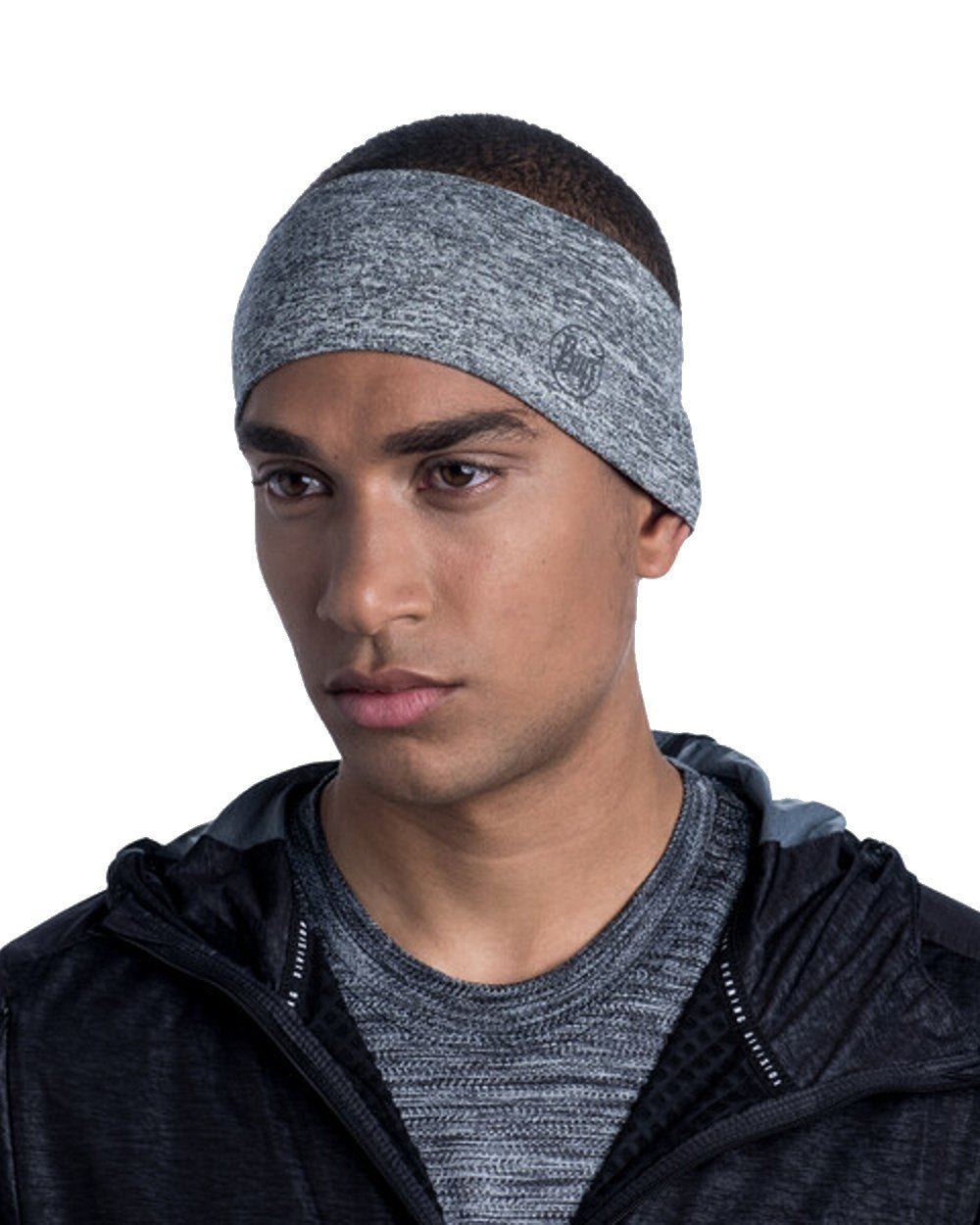 Light Grey Coloured Buff DryFlx Headband on white background #colour_light-grey